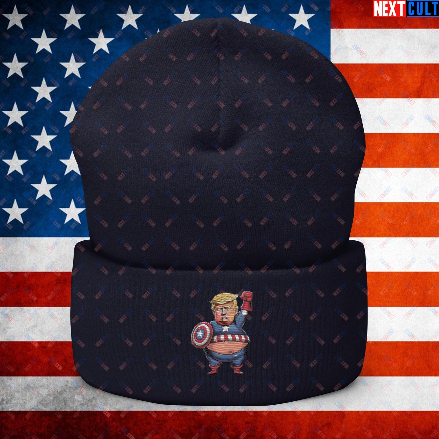 Donald Trump Captain America Cuffed Beanie Navy Hats Conspiracy Theories Donald Trump Politics Republicans Next Cult Brand