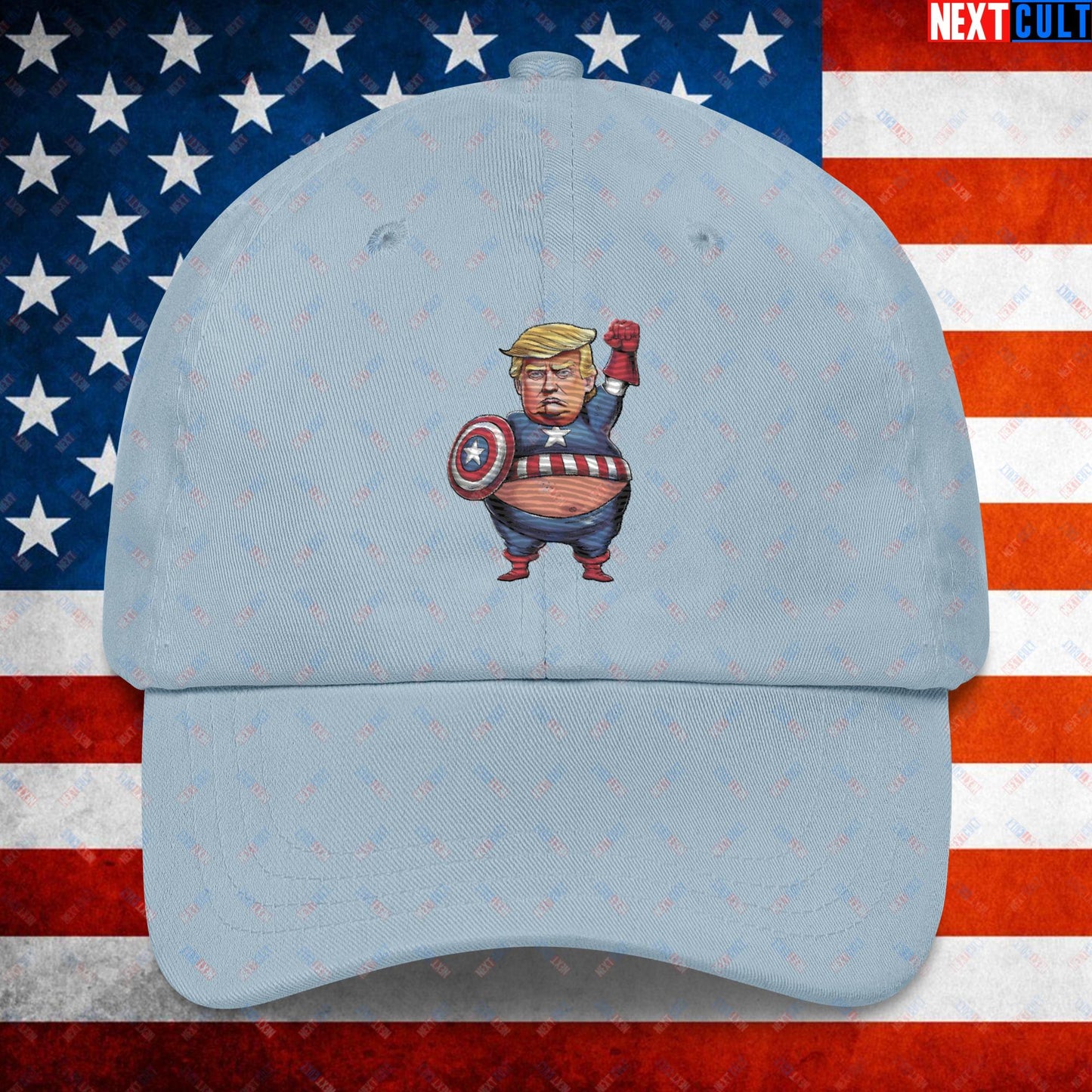 Donald Trump Captain America Dad hat Light Blue Hats Conspiracy Theories Donald Trump Politics Republicans Next Cult Brand