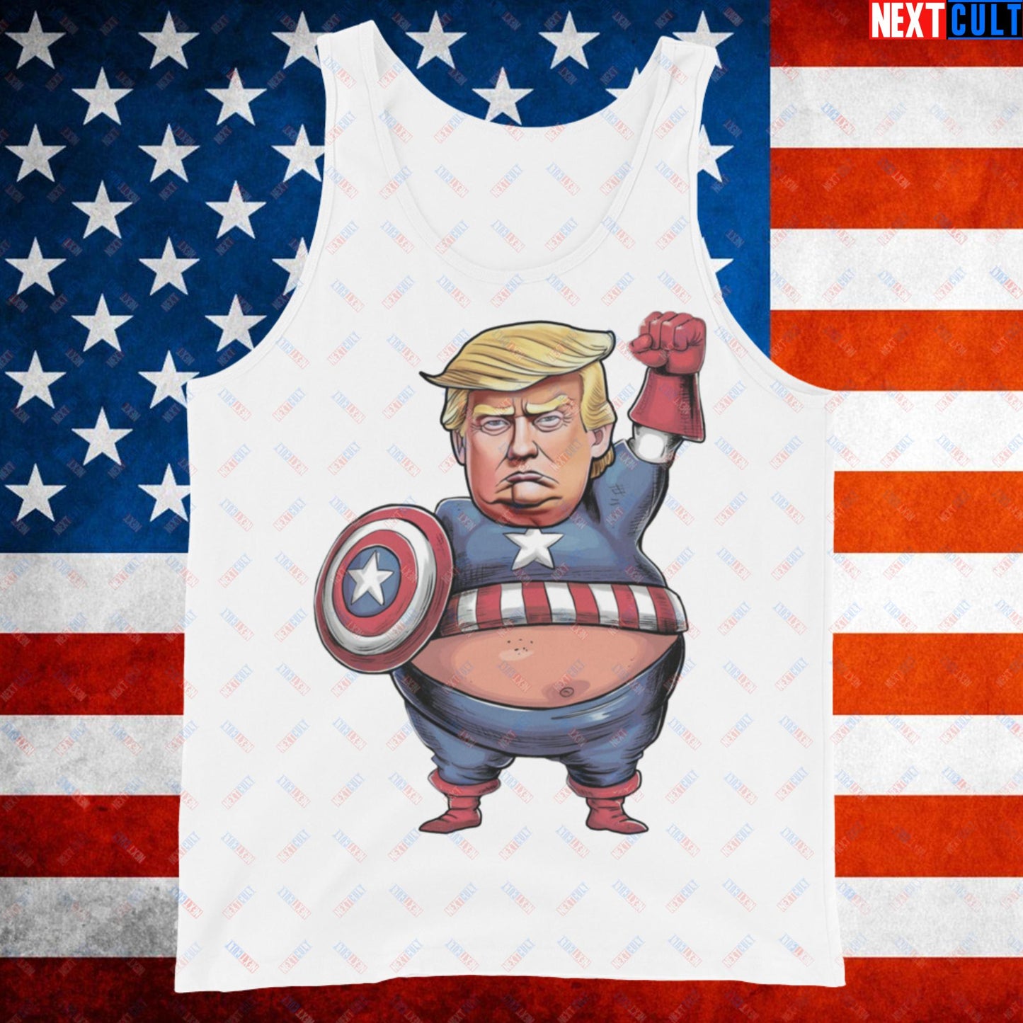 Donald Trump Captain America Tank Top White Tank Tops Conspiracy Theories Donald Trump Politics Republicans Next Cult Brand