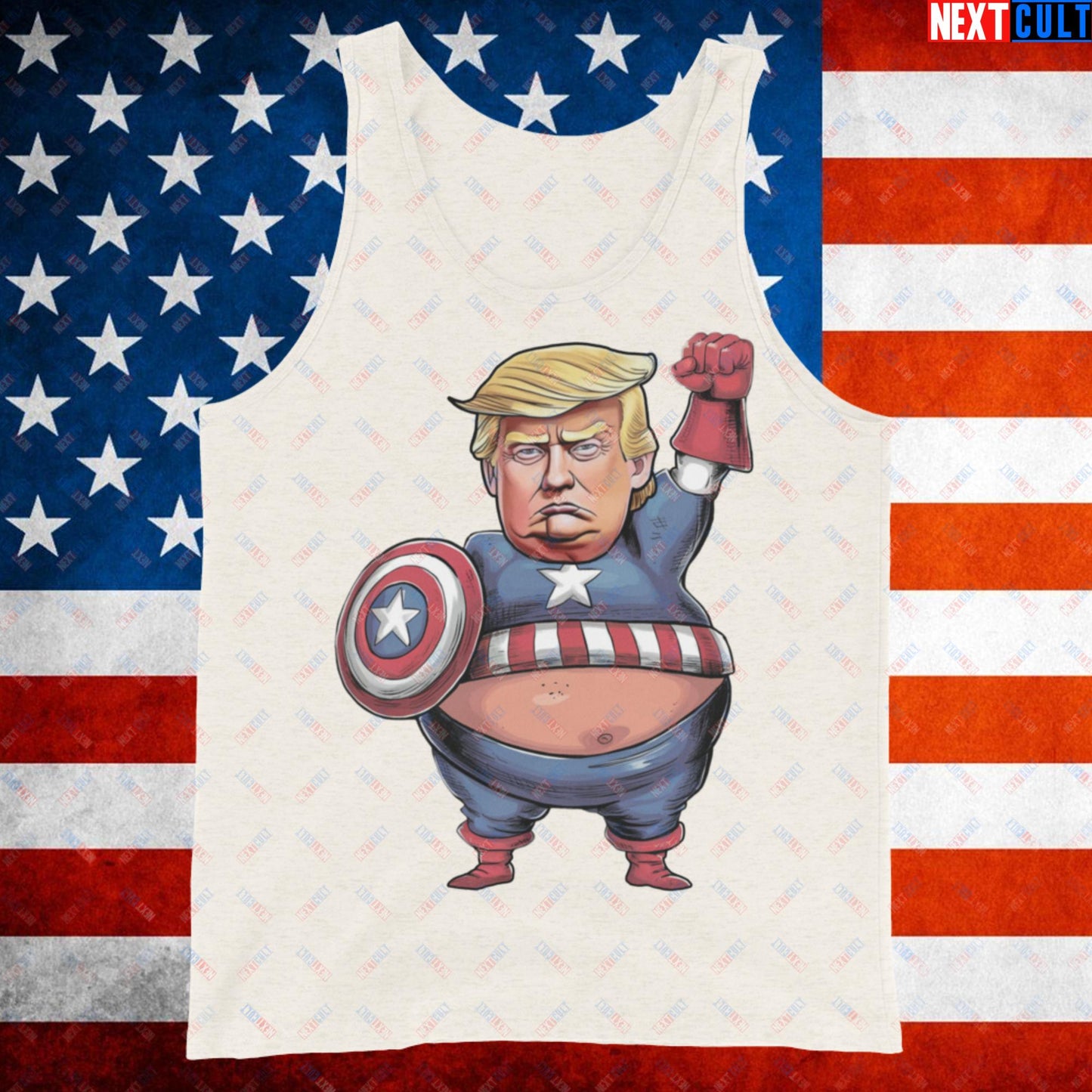 Donald Trump Captain America Tank Top Oatmeal Triblend Tank Tops Conspiracy Theories Donald Trump Politics Republicans Next Cult Brand