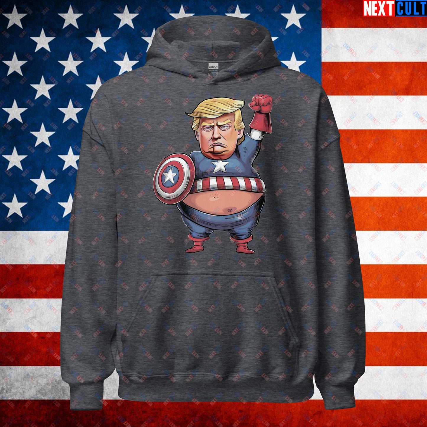 Donald Trump Captain America Unisex Hoodie Dark Heather Hoodies Conspiracy Theories Donald Trump Politics Republicans Next Cult Brand