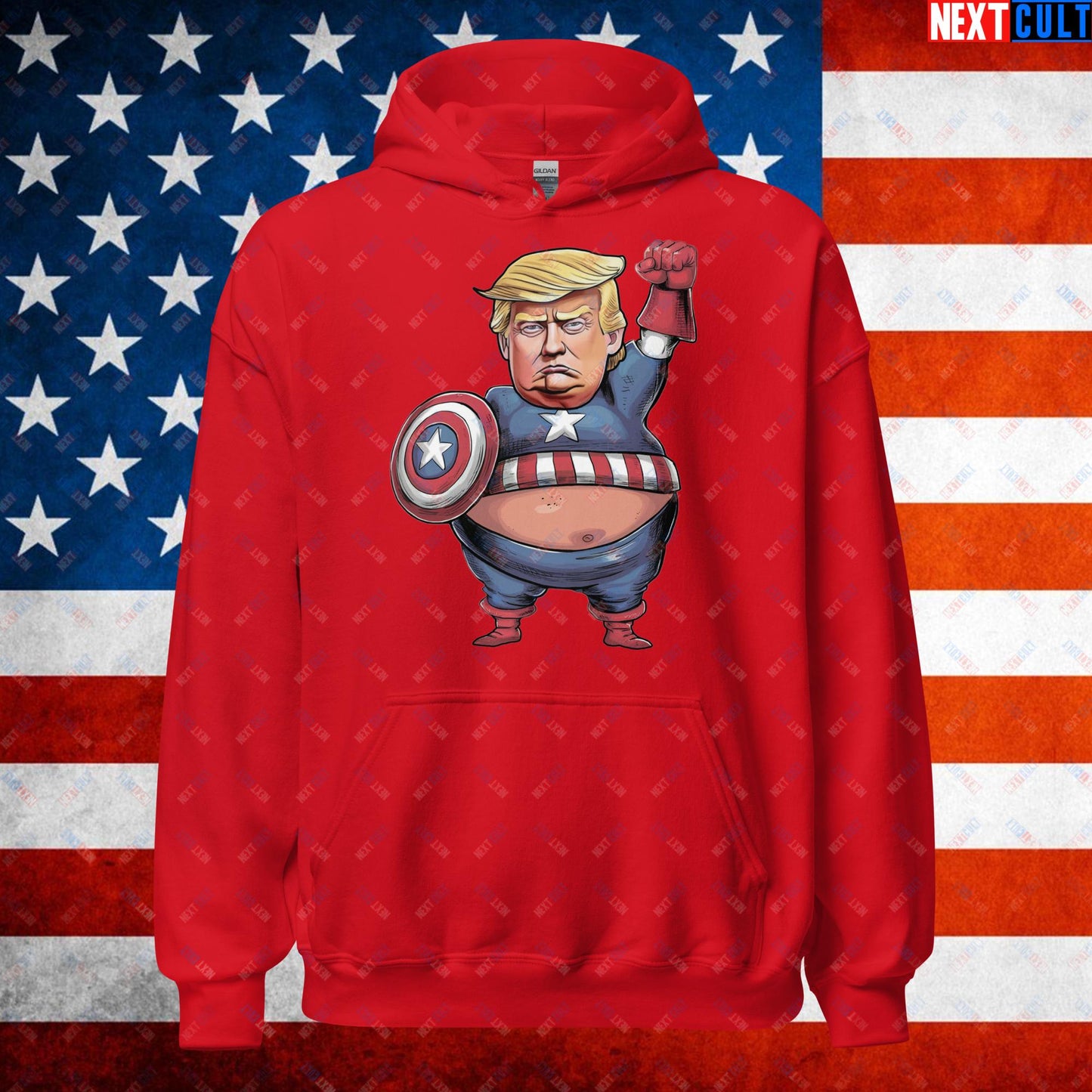 Donald Trump Captain America Unisex Hoodie Red Hoodies Conspiracy Theories Donald Trump Politics Republicans Next Cult Brand