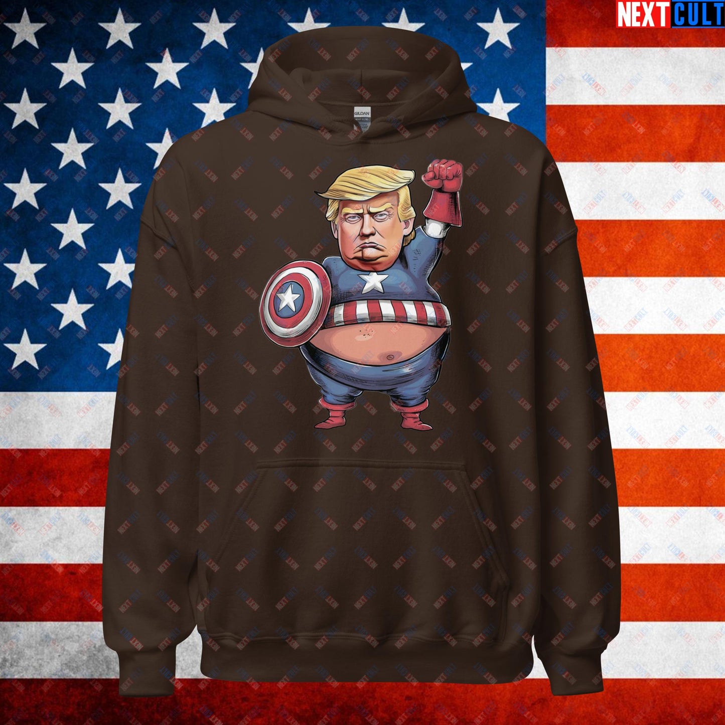 Donald Trump Captain America Unisex Hoodie Dark Chocolate Hoodies Conspiracy Theories Donald Trump Politics Republicans Next Cult Brand