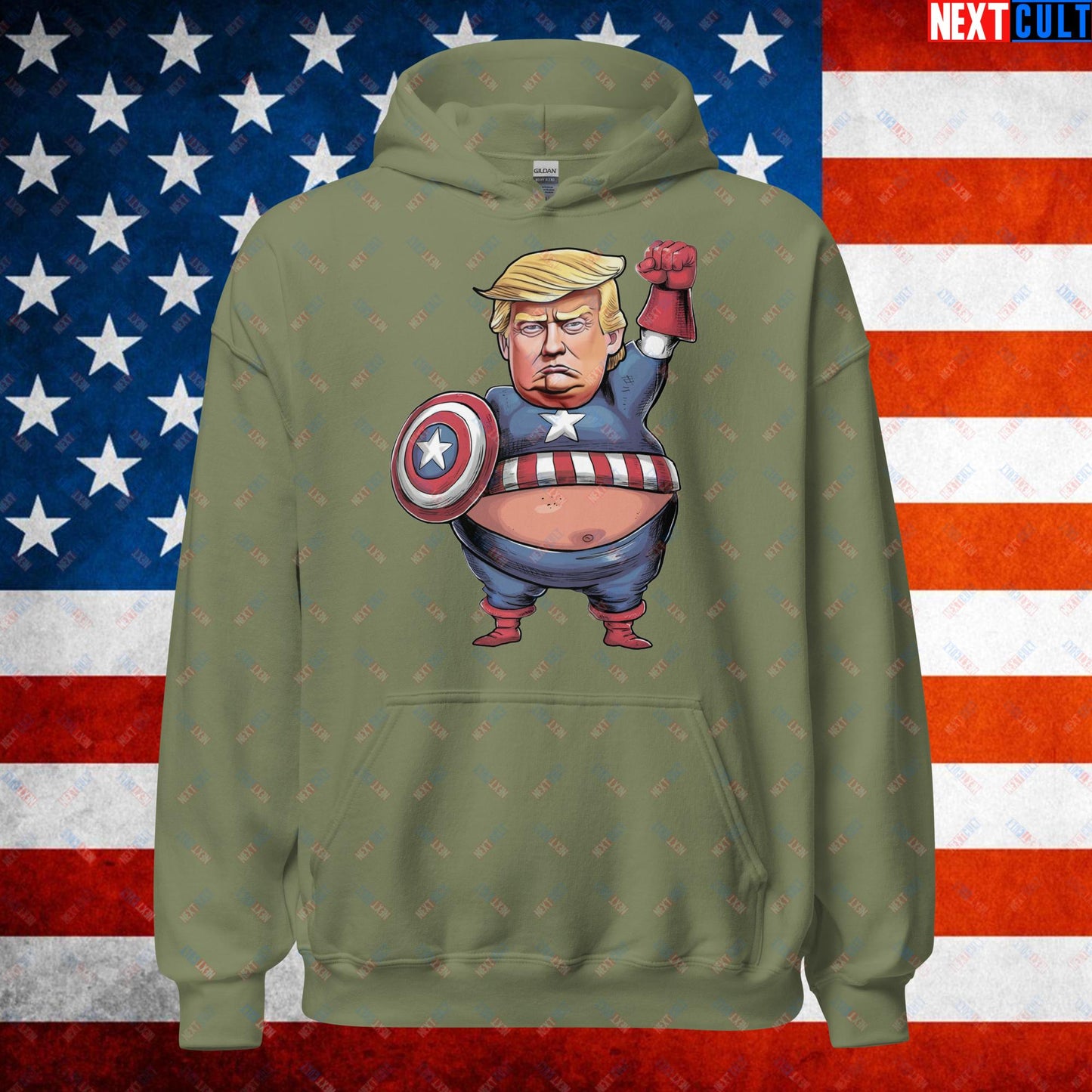 Donald Trump Captain America Unisex Hoodie Military Green Hoodies Conspiracy Theories Donald Trump Politics Republicans Next Cult Brand