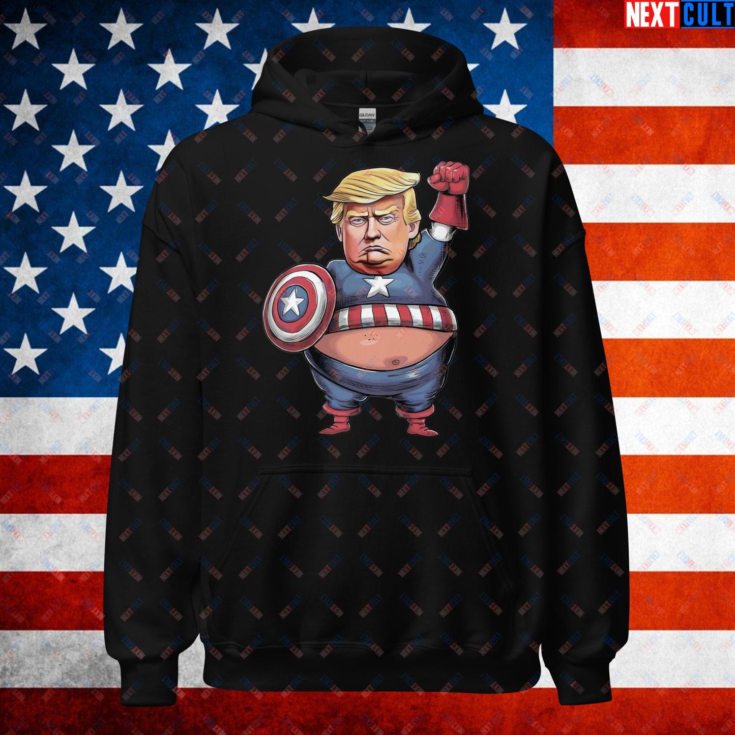 Donald Trump Captain America Unisex Hoodie Black Hoodies Conspiracy Theories Donald Trump Politics Republicans Next Cult Brand
