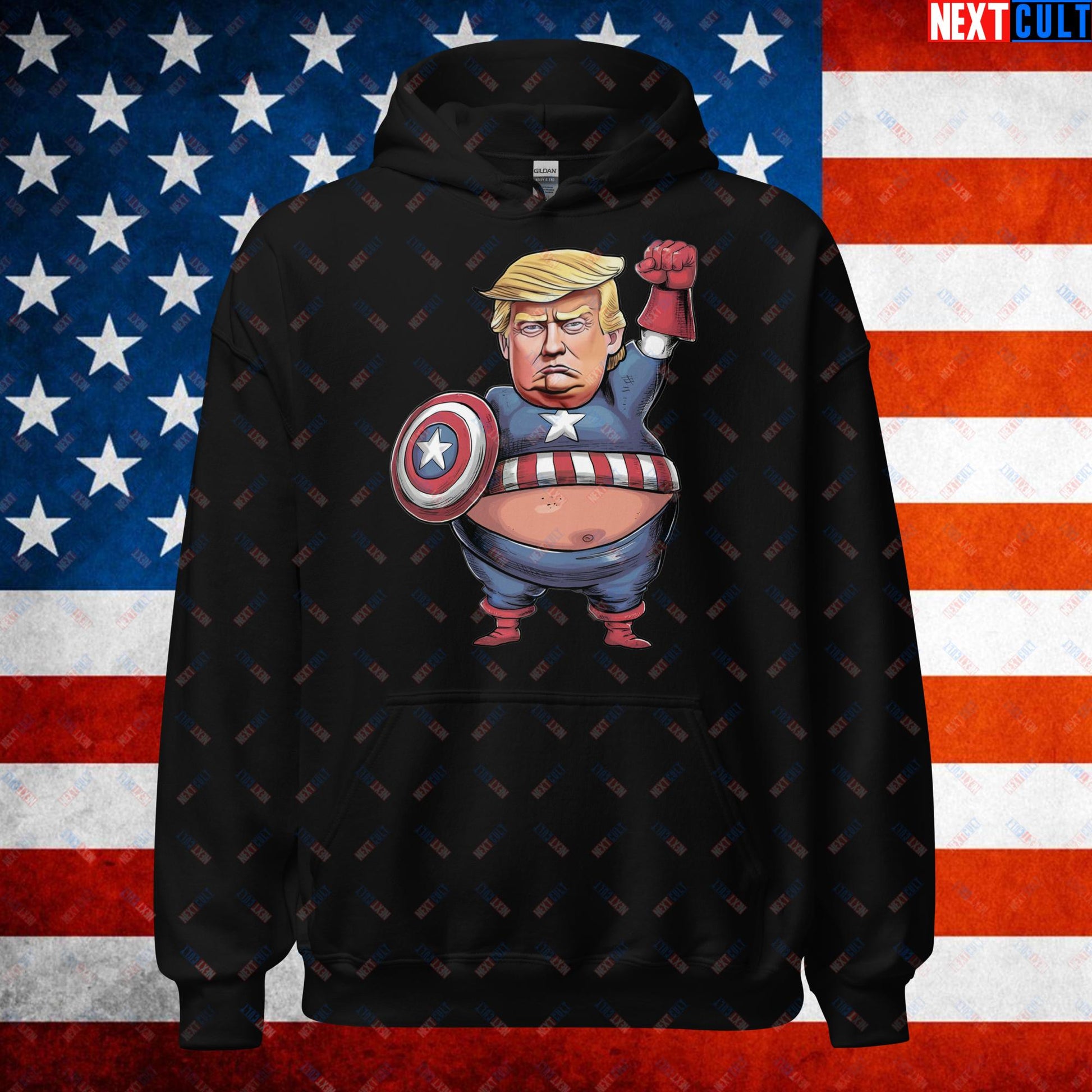 Donald Trump Captain America Unisex Hoodie Black Hoodies Conspiracy Theories Donald Trump Politics Republicans Next Cult Brand