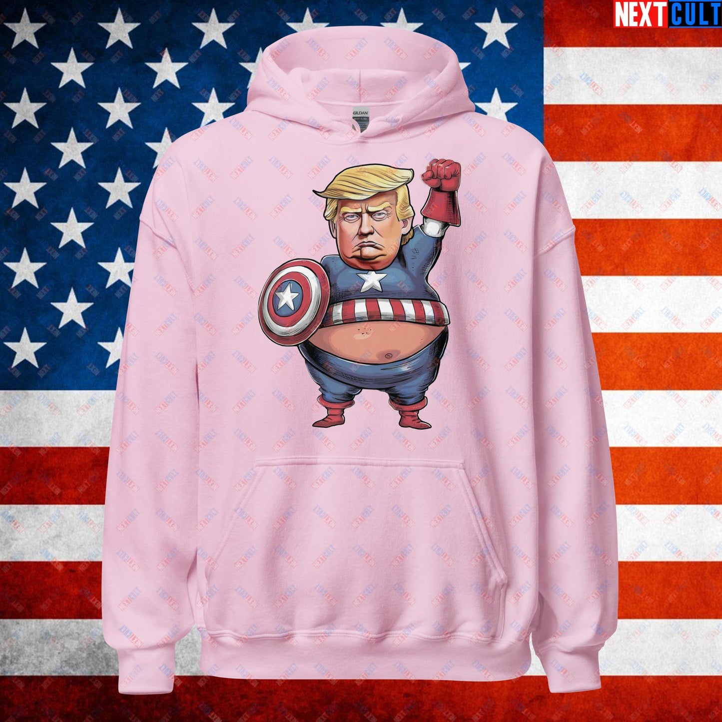 Donald Trump Captain America Unisex Hoodie Light Pink Hoodies Conspiracy Theories Donald Trump Politics Republicans Next Cult Brand