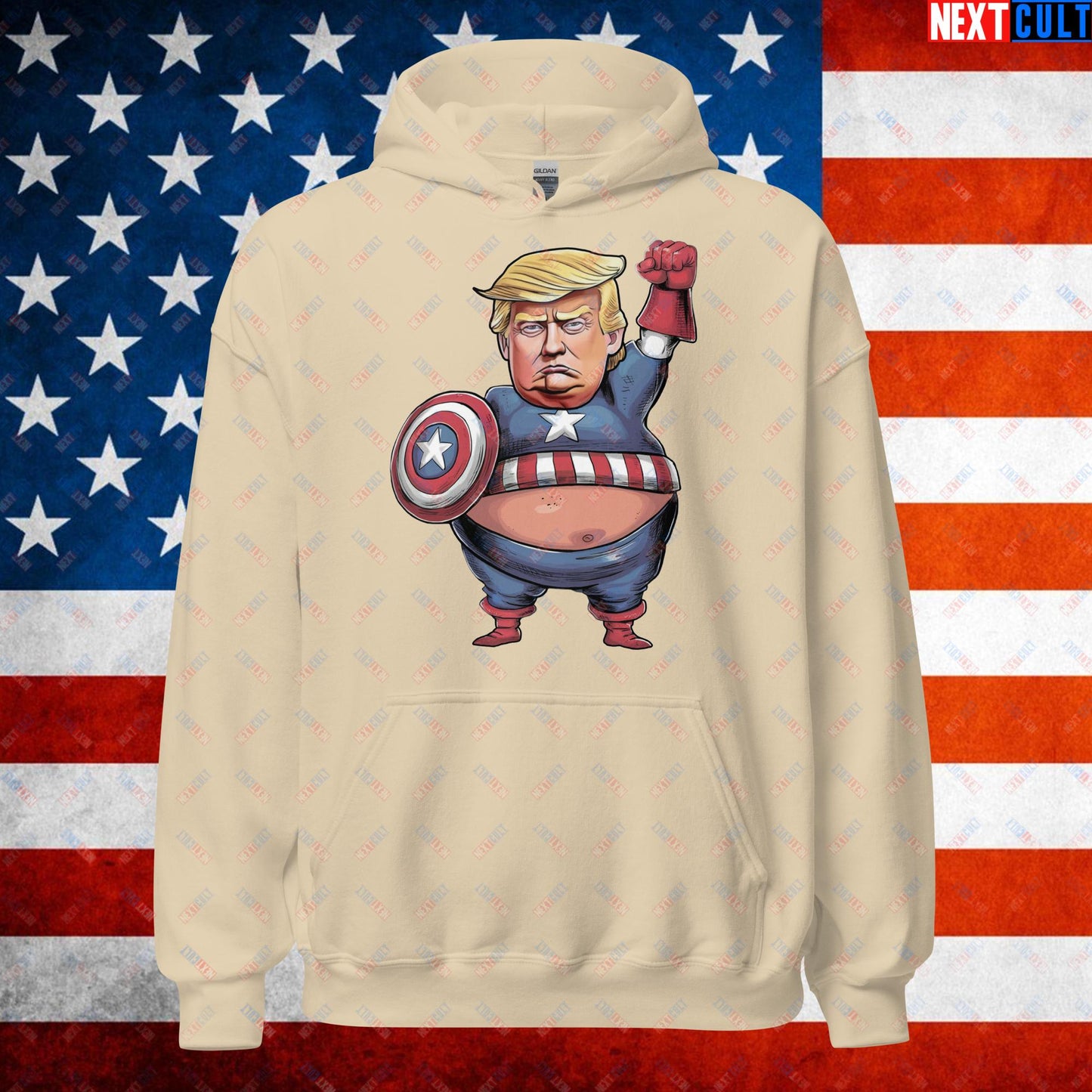Donald Trump Captain America Unisex Hoodie Sand Hoodies Conspiracy Theories Donald Trump Politics Republicans Next Cult Brand