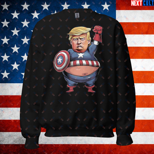 Donald Trump Captain America Unisex Sweatshirt Black Sweatshirts Conspiracy Theories Donald Trump Politics Republicans Next Cult Brand