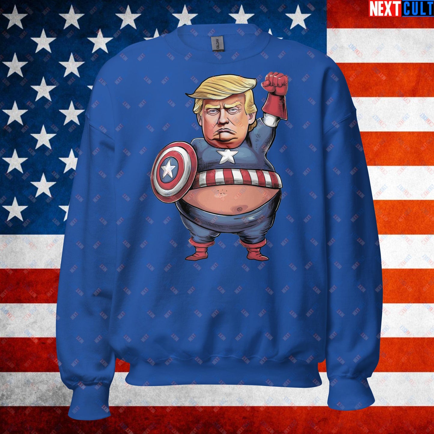Donald Trump Captain America Unisex Sweatshirt Royal Sweatshirts Conspiracy Theories Donald Trump Politics Republicans Next Cult Brand
