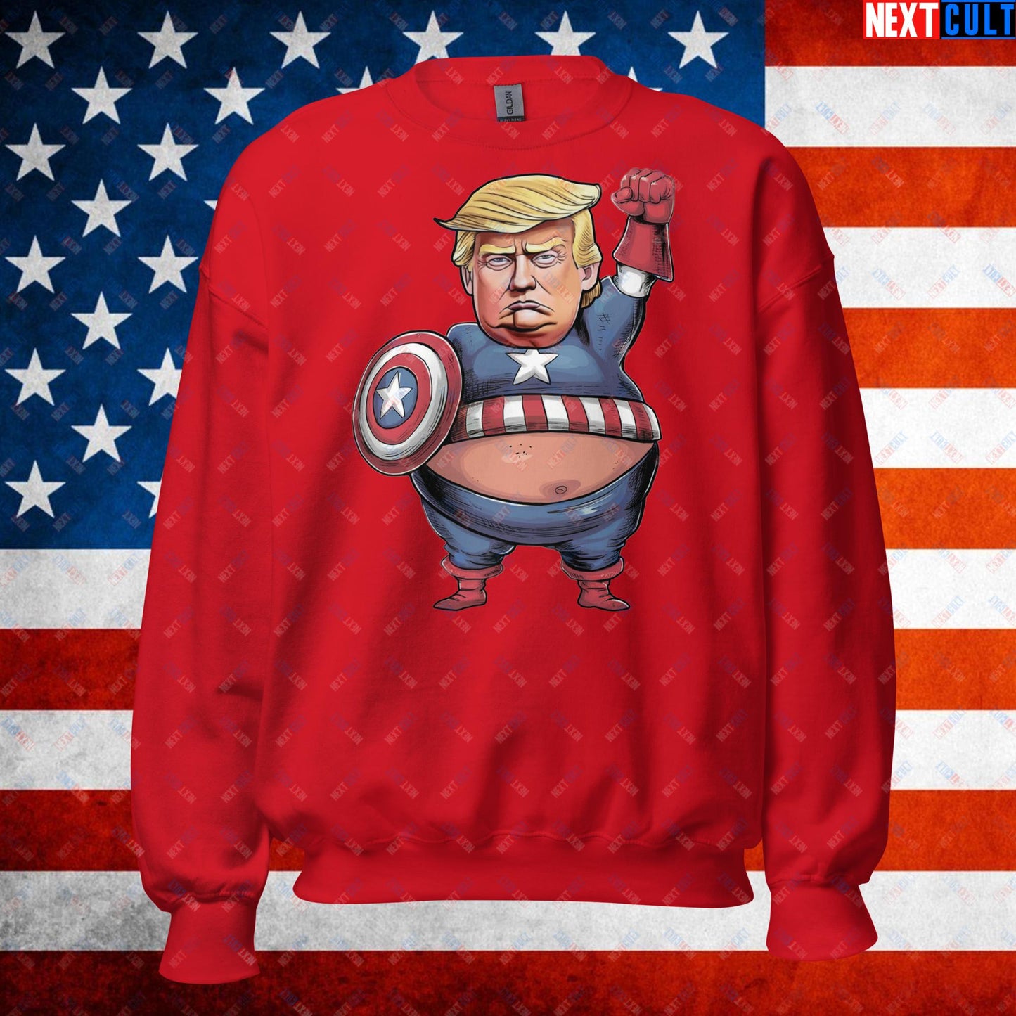 Donald Trump Captain America Unisex Sweatshirt Red Sweatshirts Conspiracy Theories Donald Trump Politics Republicans Next Cult Brand