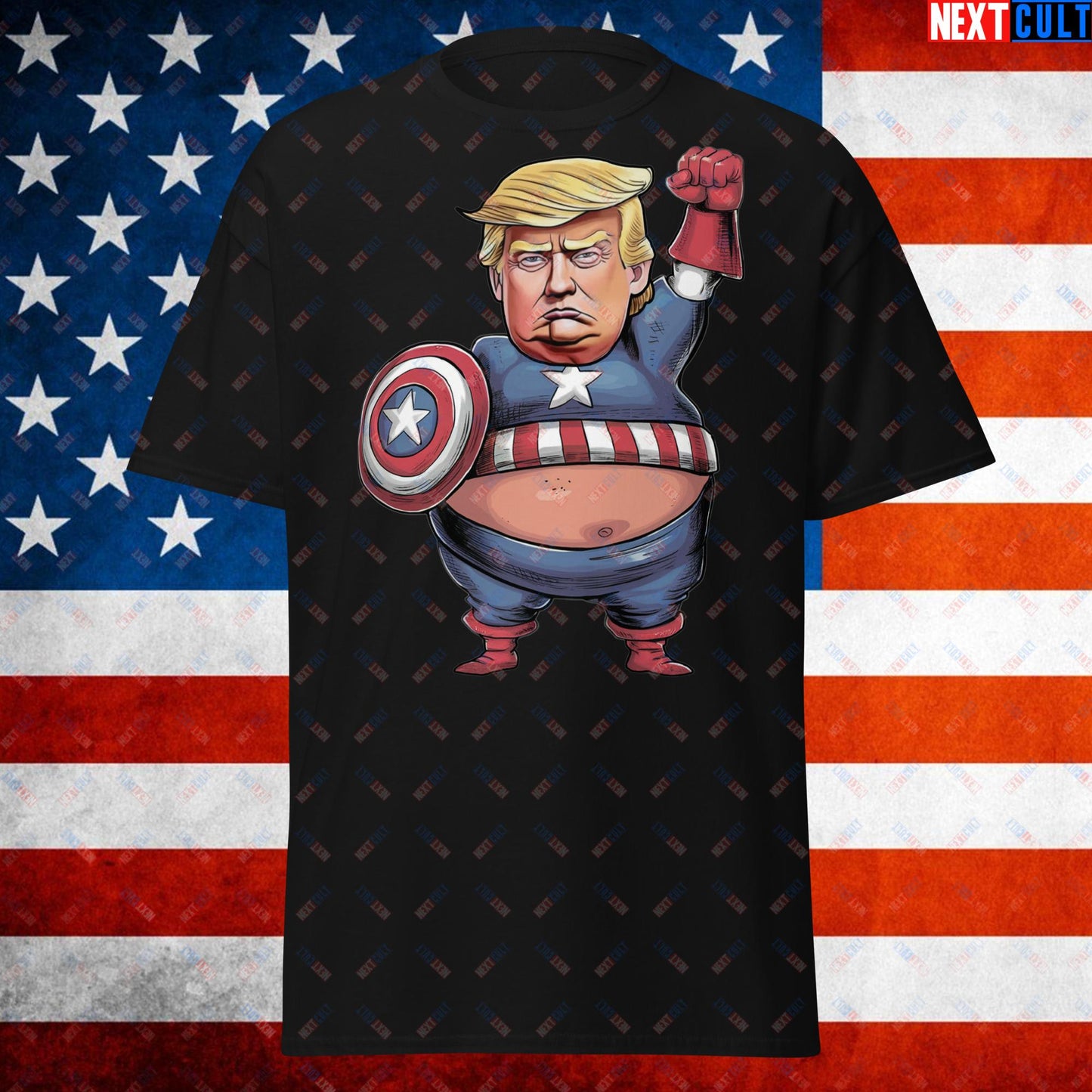 Donald Trump Captain America Unisex shirt Black T-shirts Conspiracy Theories Donald Trump Politics Republicans Next Cult Brand