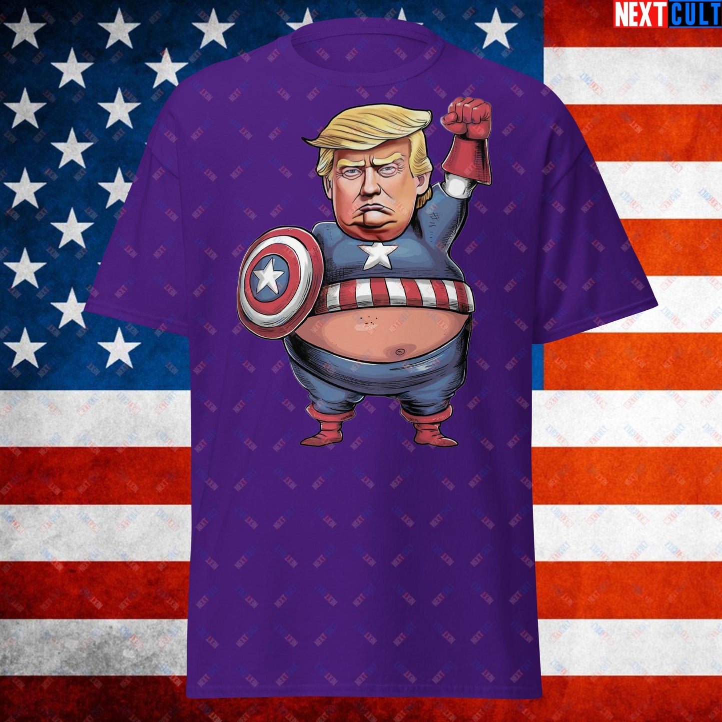 Donald Trump Captain America Unisex shirt Purple T-shirts Conspiracy Theories Donald Trump Politics Republicans Next Cult Brand
