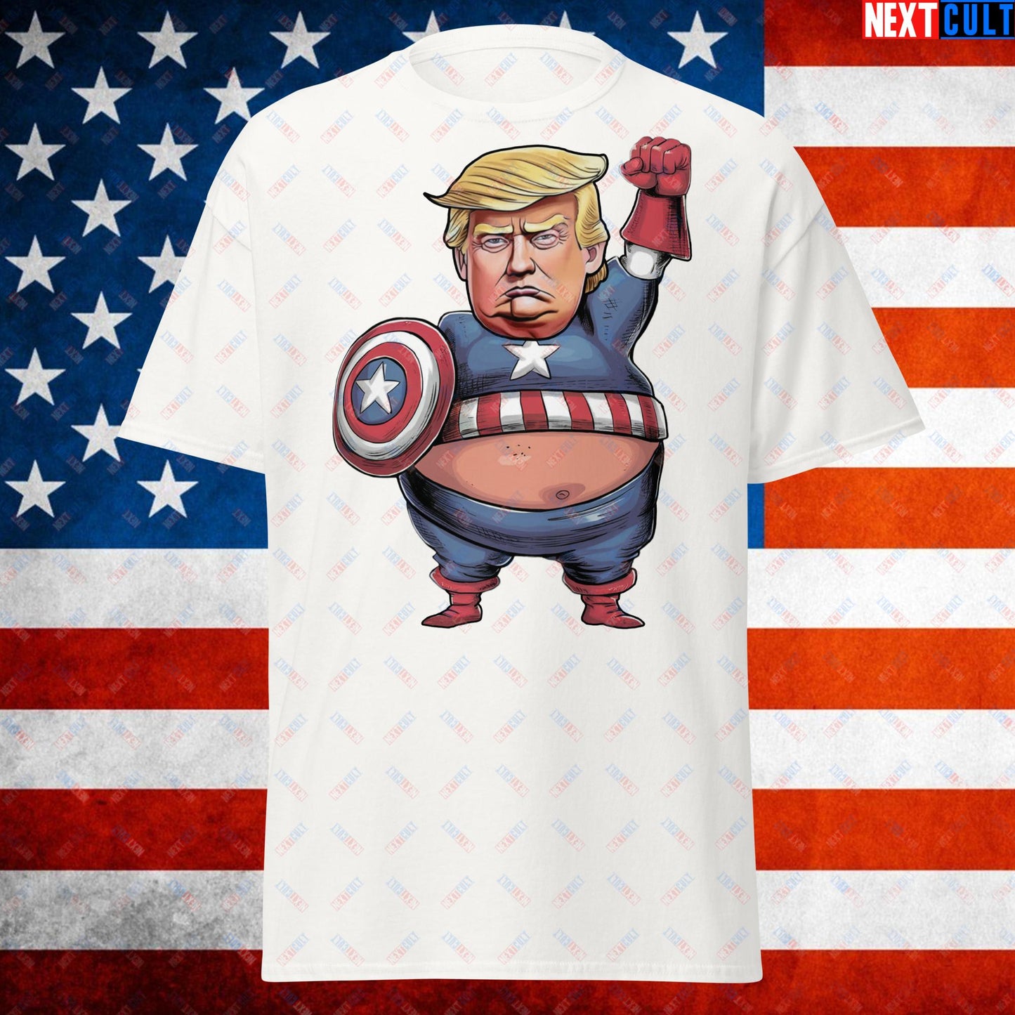 Donald Trump Captain America Unisex shirt White T-shirts Conspiracy Theories Donald Trump Politics Republicans Next Cult Brand