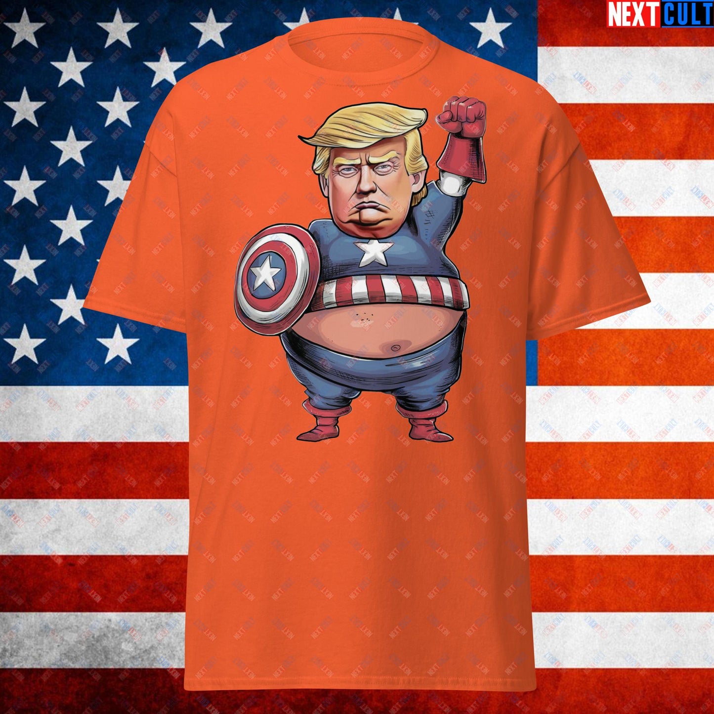 Donald Trump Captain America Unisex shirt Orange T-shirts Conspiracy Theories Donald Trump Politics Republicans Next Cult Brand