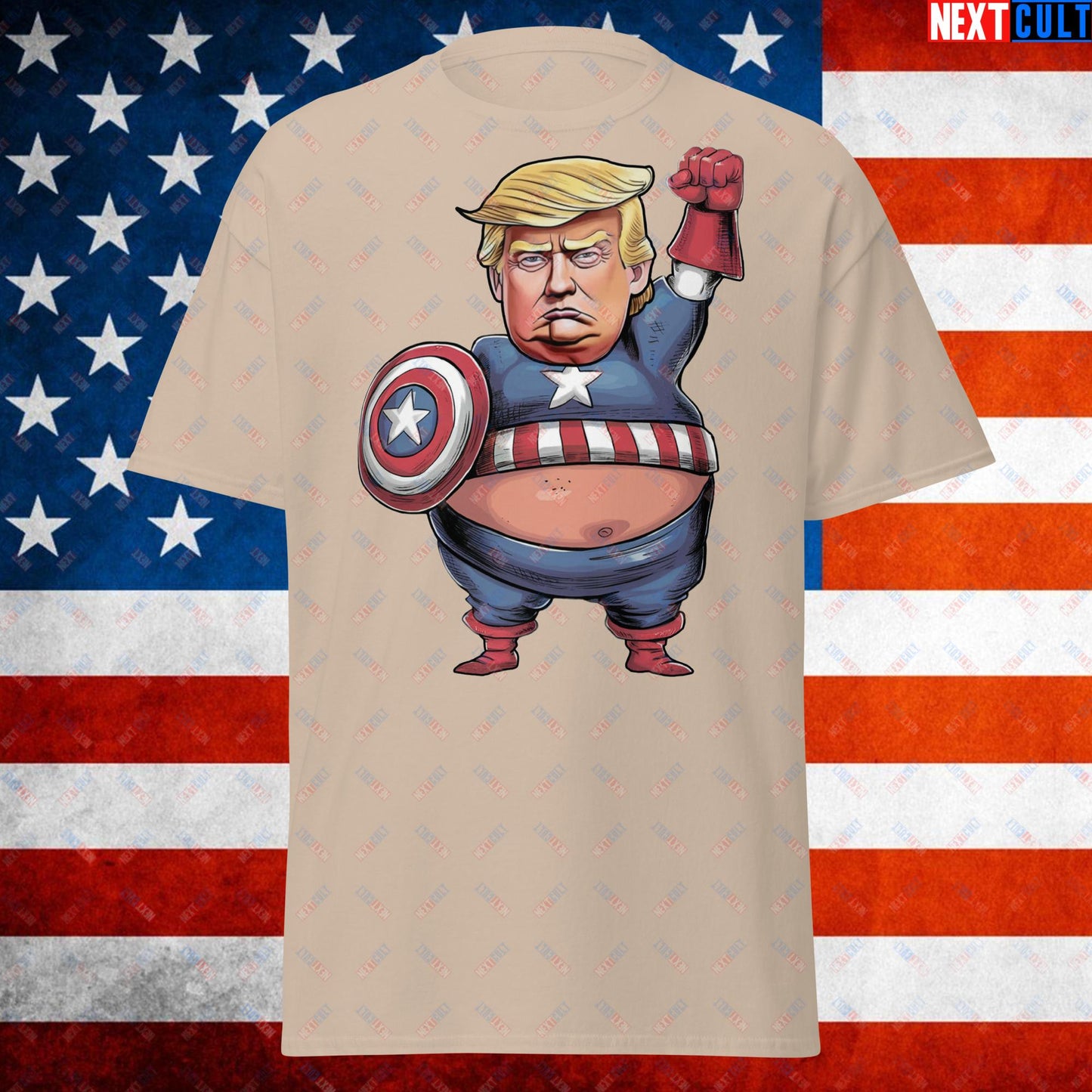 Donald Trump Captain America Unisex shirt Sand T-shirts Conspiracy Theories Donald Trump Politics Republicans Next Cult Brand