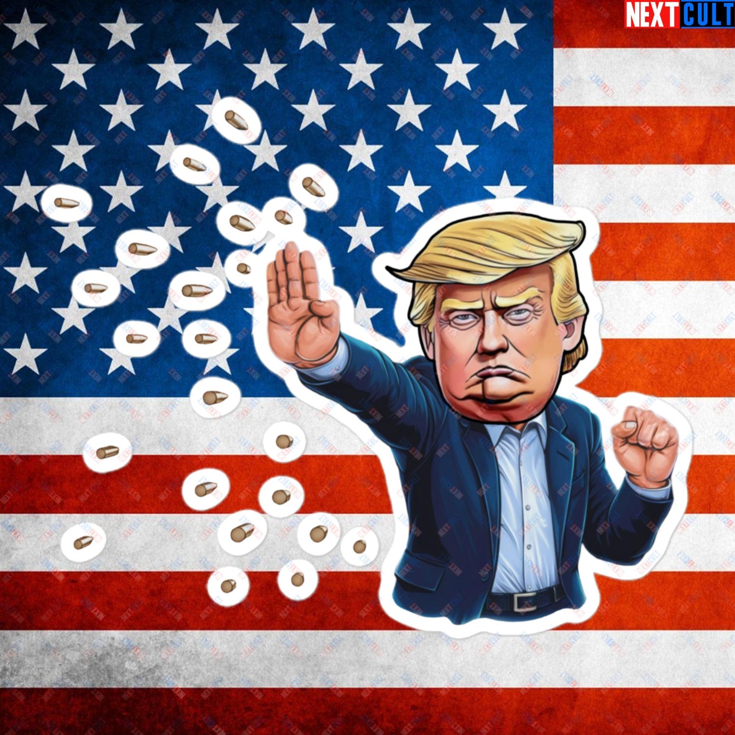 Donald Trump Shooting Assassination Attempt Funny Republican Politics Matrix Parody Bubble-free stickers 5.5″×5.5″ Stickers Conspiracy Theories Donald Trump Politics Republicans Next Cult Brand