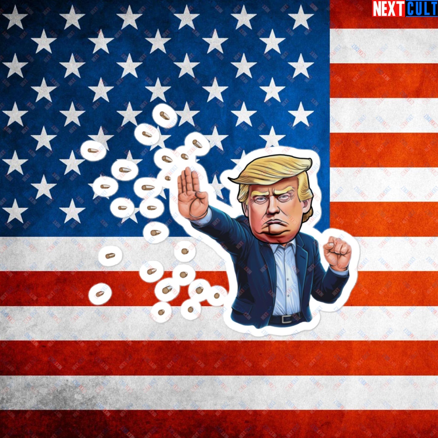 Donald Trump Shooting Assassination Attempt Funny Republican Politics Matrix Parody Bubble-free stickers 4″×4″ Stickers Conspiracy Theories Donald Trump Politics Republicans Next Cult Brand