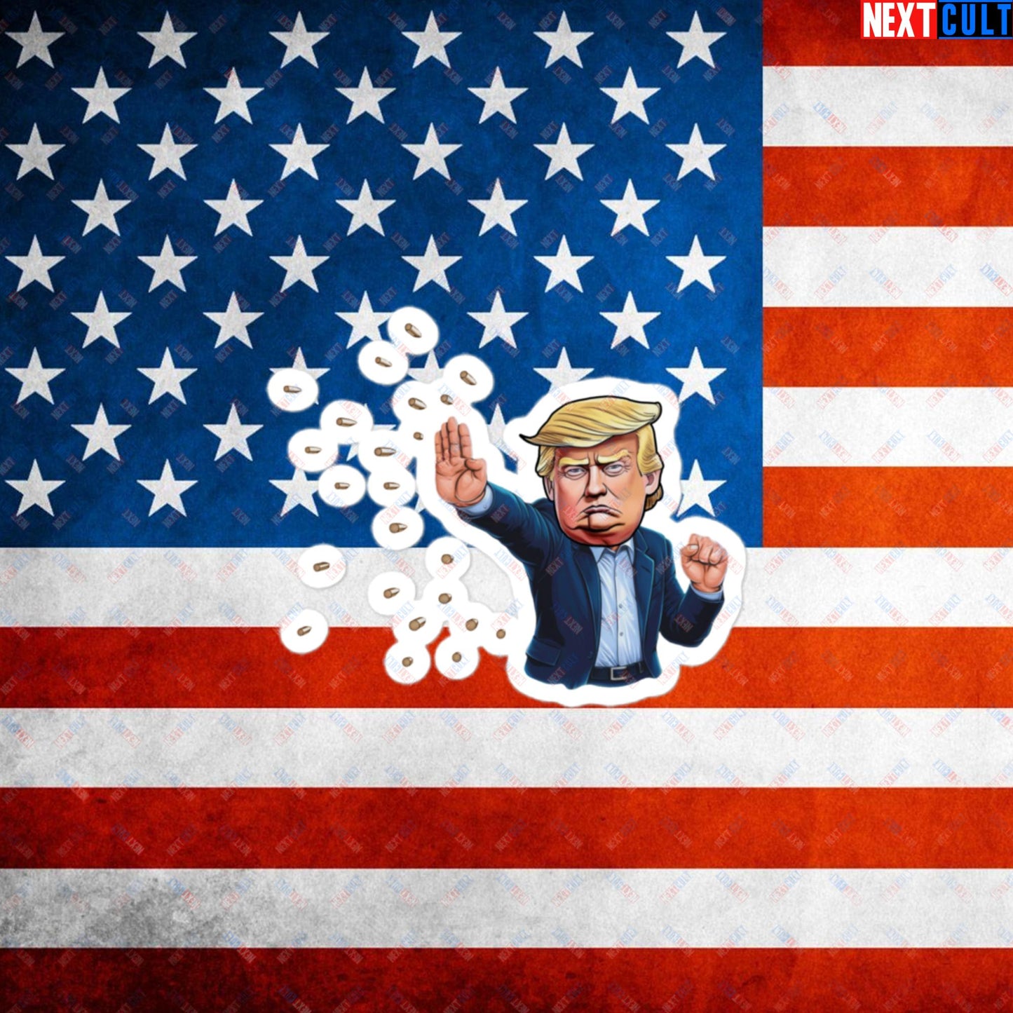 Donald Trump Shooting Assassination Attempt Funny Republican Politics Matrix Parody Bubble-free stickers 3″×3″ Stickers Conspiracy Theories Donald Trump Politics Republicans Next Cult Brand