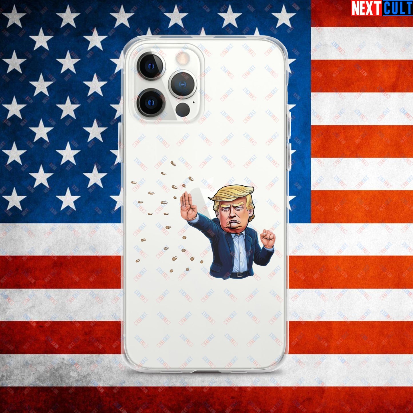 Donald Trump Shooting Assassination Attempt Funny Republican Politics Matrix Parody Clear Case for iPhone iPhone 12 Pro Max Mobile Phone Cases Conspiracy Theories Donald Trump Politics Republicans Next Cult Brand