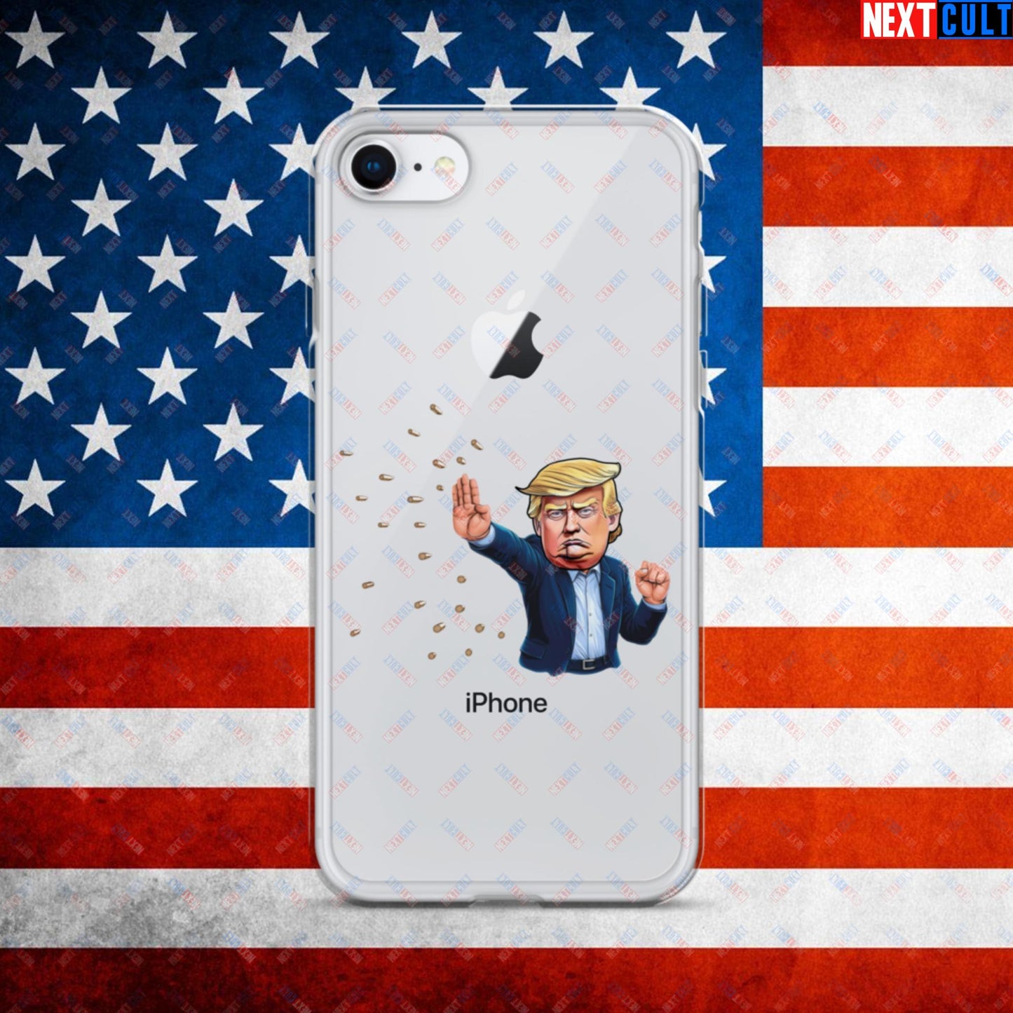 Donald Trump Shooting Assassination Attempt Funny Republican Politics Matrix Parody Clear Case for iPhone iPhone 7 8 Mobile Phone Cases Conspiracy Theories Donald Trump Politics Republicans Next Cult Brand