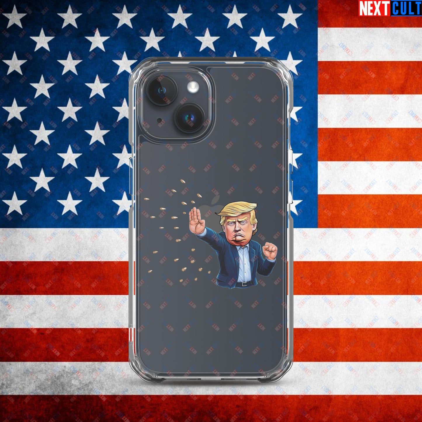 Donald Trump Shooting Assassination Attempt Funny Republican Politics Matrix Parody Clear Case for iPhone iPhone 15 Mobile Phone Cases Conspiracy Theories Donald Trump Politics Republicans Next Cult Brand