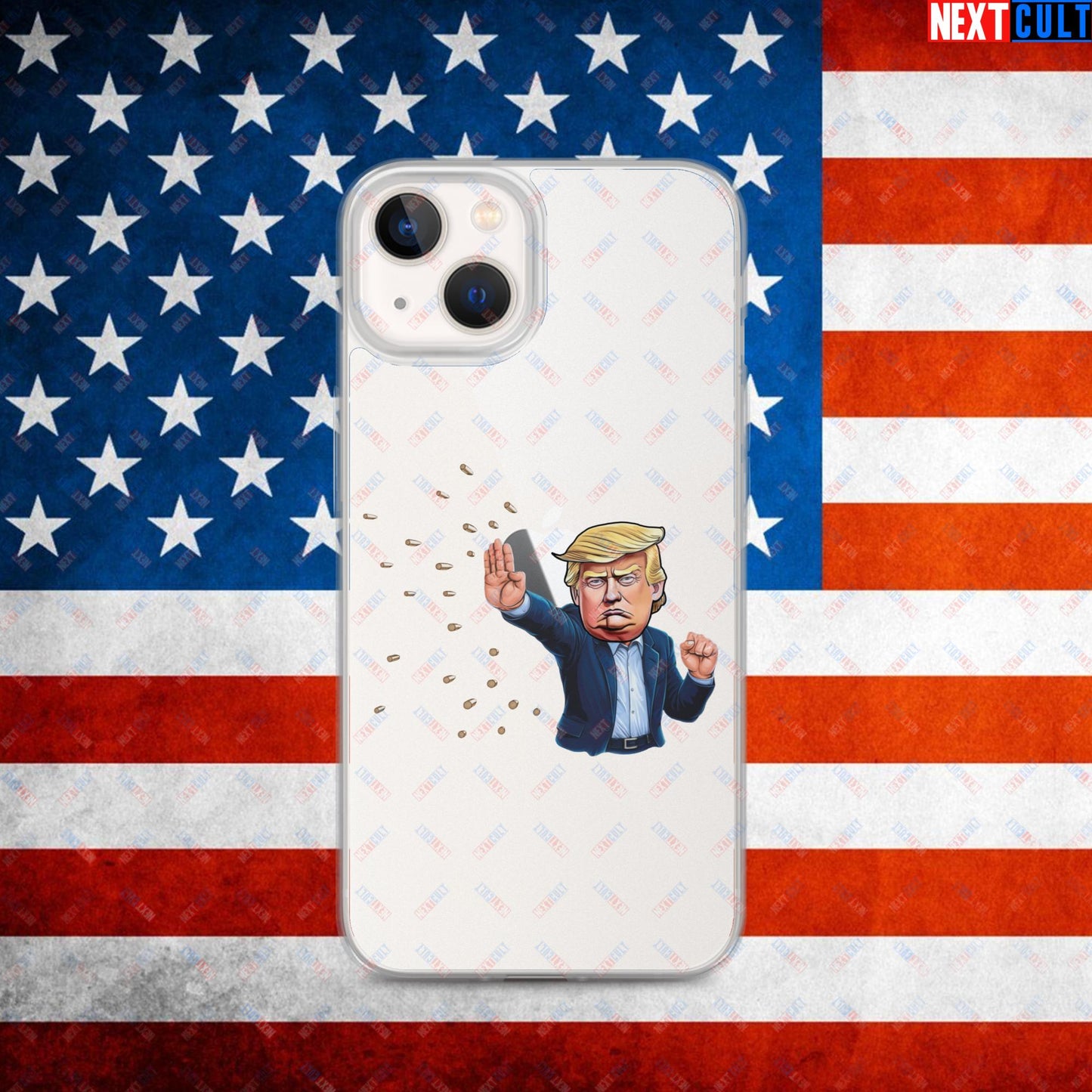 Donald Trump Shooting Assassination Attempt Funny Republican Politics Matrix Parody Clear Case for iPhone iPhone 13 Mobile Phone Cases Conspiracy Theories Donald Trump Politics Republicans Next Cult Brand