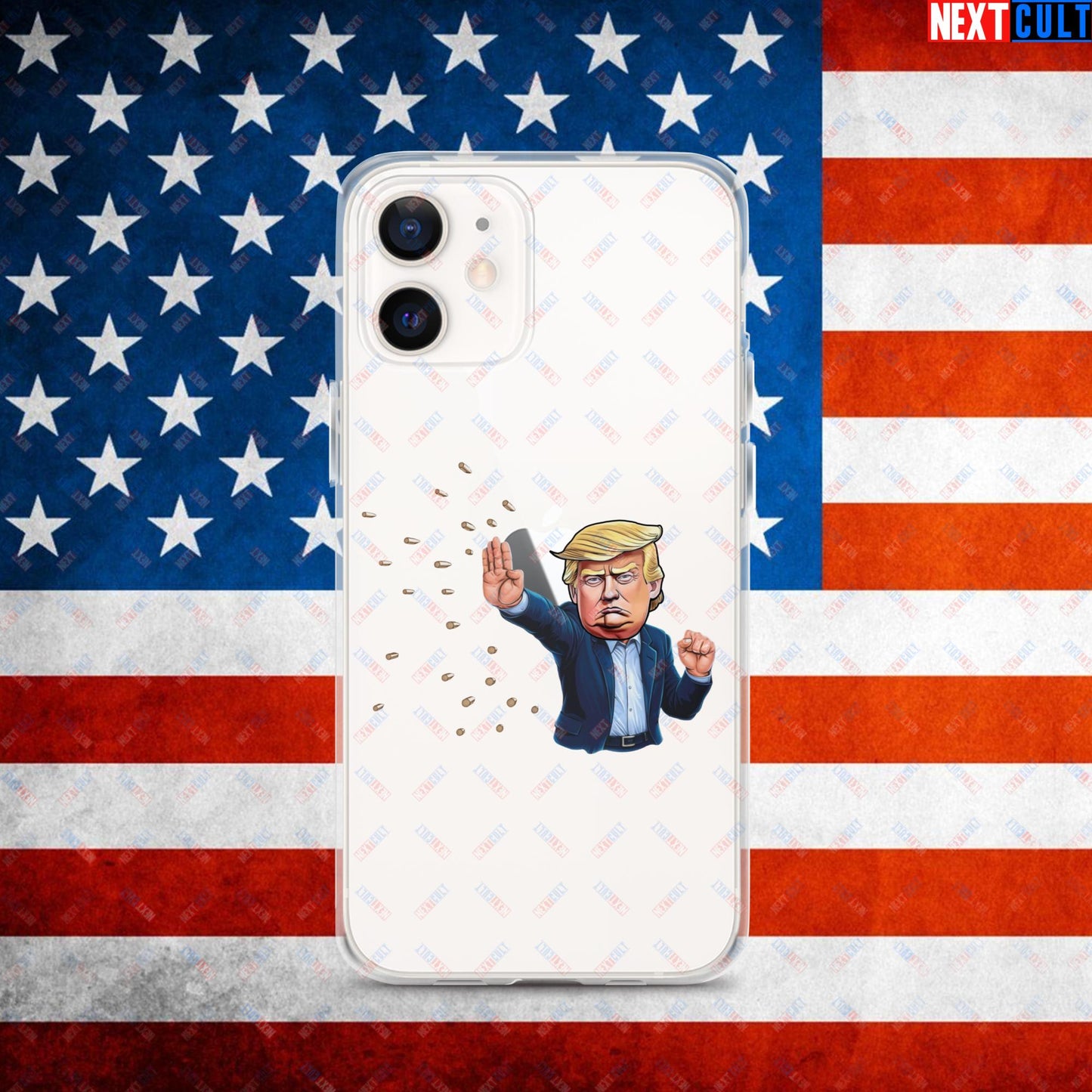 Donald Trump Shooting Assassination Attempt Funny Republican Politics Matrix Parody Clear Case for iPhone iPhone 12 Mobile Phone Cases Conspiracy Theories Donald Trump Politics Republicans Next Cult Brand