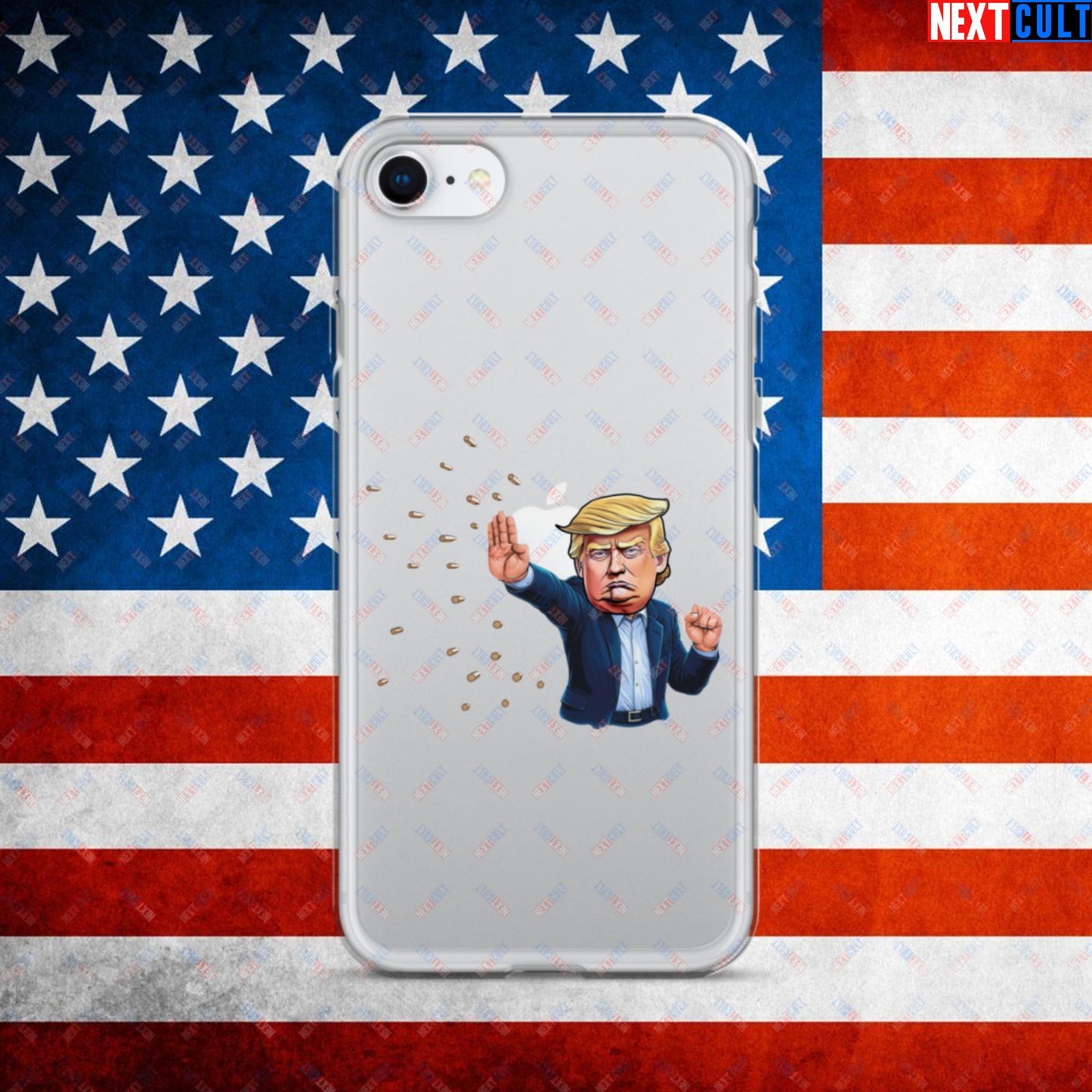 Donald Trump Shooting Assassination Attempt Funny Republican Politics Matrix Parody Clear Case for iPhone iPhone SE Mobile Phone Cases Conspiracy Theories Donald Trump Politics Republicans Next Cult Brand