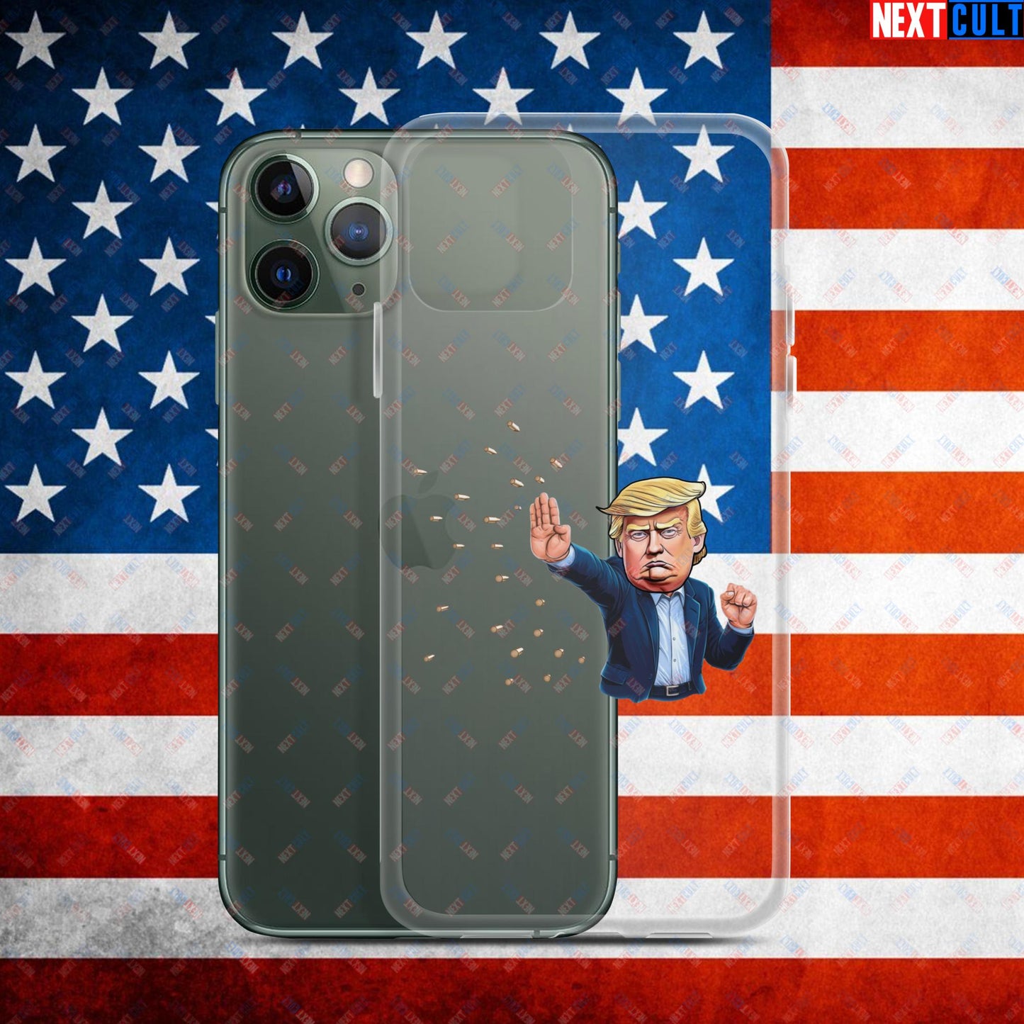 Donald Trump Shooting Assassination Attempt Funny Republican Politics Matrix Parody Clear Case for iPhone iPhone 11 Pro Mobile Phone Cases Conspiracy Theories Donald Trump Politics Republicans Next Cult Brand
