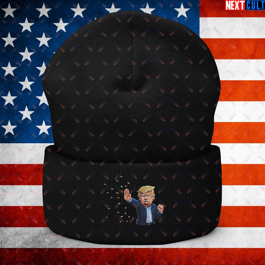 Donald Trump Shooting Assassination Attempt Funny Republican Politics Matrix Parody Cuffed Beanie Black Hats Conspiracy Theories Donald Trump Politics Republicans Next Cult Brand