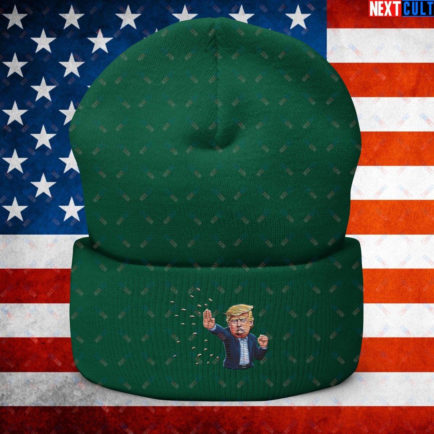 Donald Trump Shooting Assassination Attempt Funny Republican Politics Matrix Parody Cuffed Beanie Spruce Hats Conspiracy Theories Donald Trump Politics Republicans Next Cult Brand