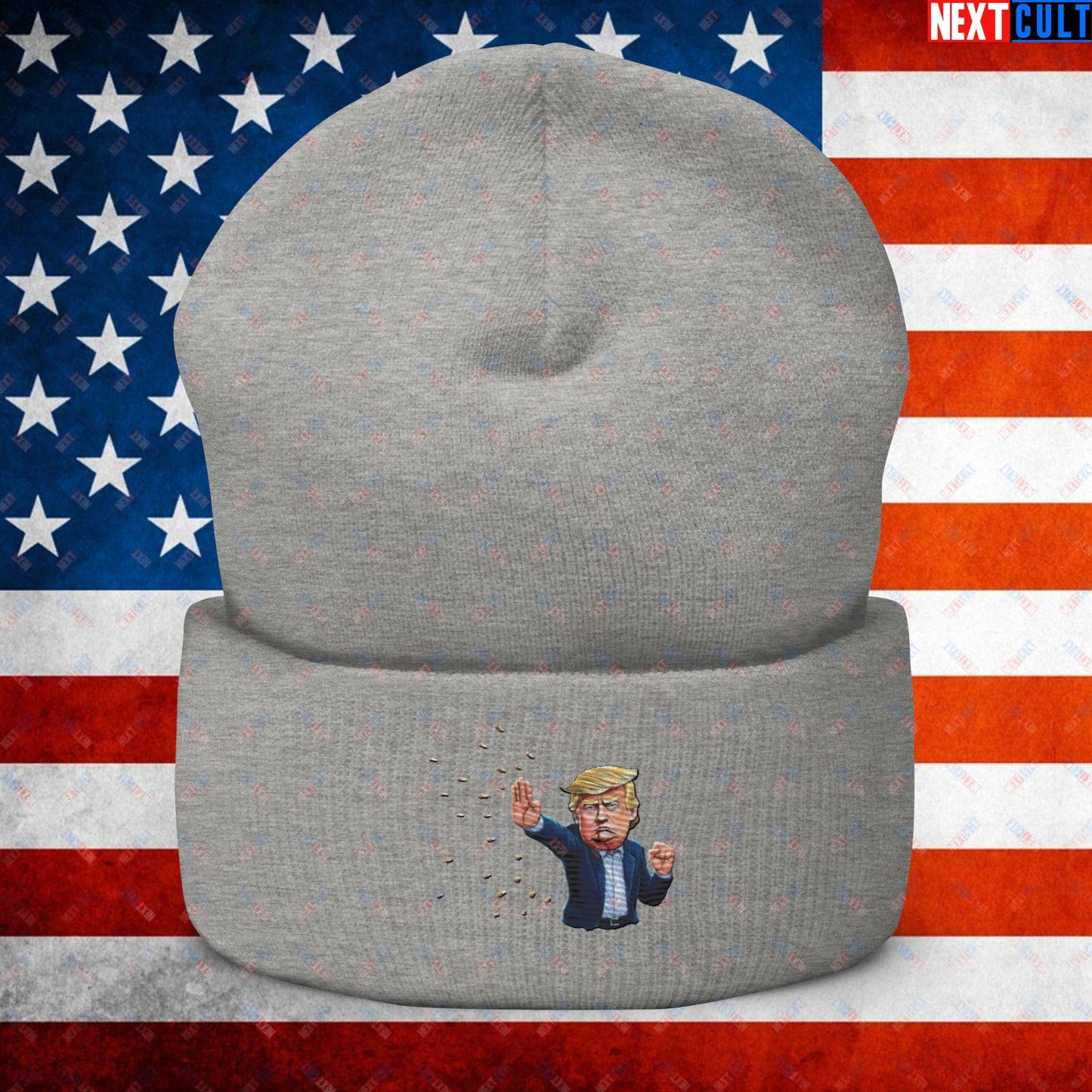 Donald Trump Shooting Assassination Attempt Funny Republican Politics Matrix Parody Cuffed Beanie Heather Grey Hats Conspiracy Theories Donald Trump Politics Republicans Next Cult Brand