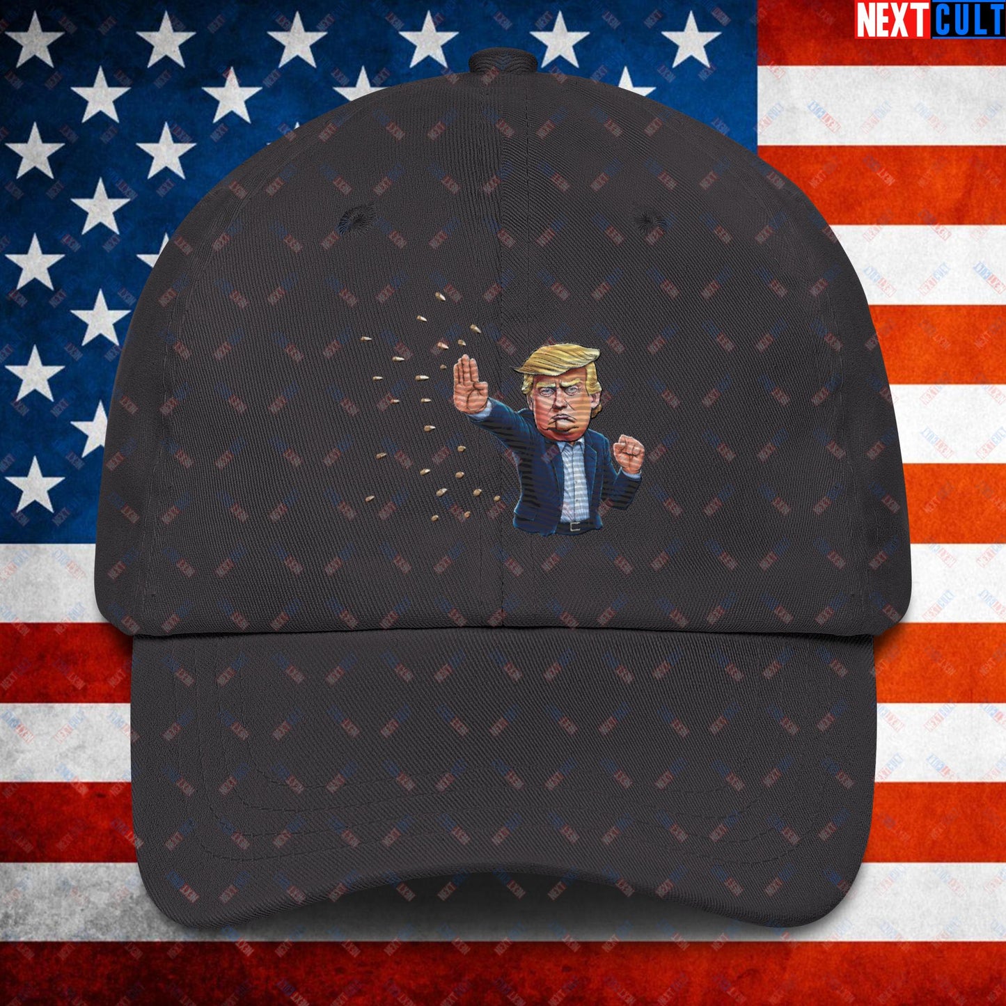 Donald Trump Shooting Assassination Attempt Funny Republican Politics Matrix Parody Dad hat Dark Grey Hats Conspiracy Theories Donald Trump Politics Republicans Next Cult Brand