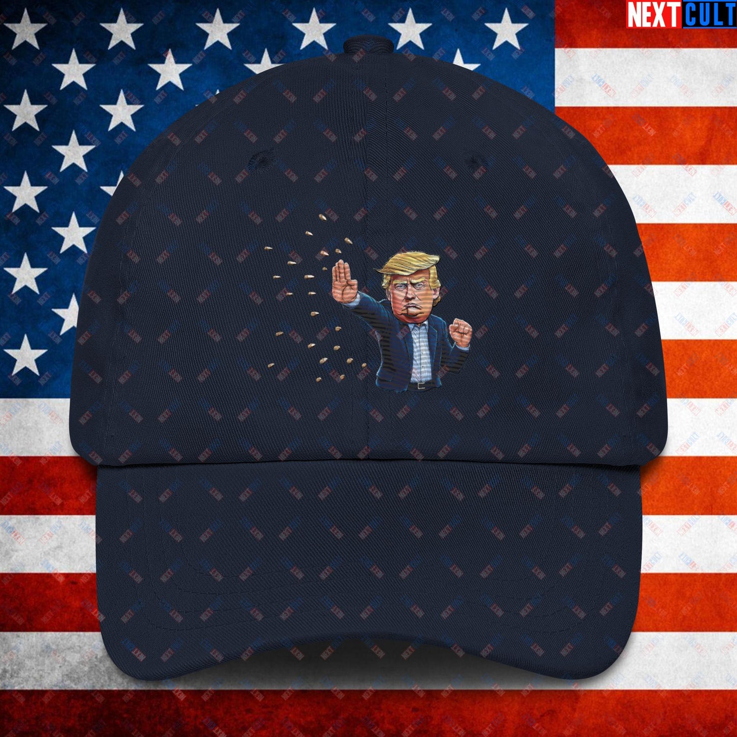 Donald Trump Shooting Assassination Attempt Funny Republican Politics Matrix Parody Dad hat Navy Hats Conspiracy Theories Donald Trump Politics Republicans Next Cult Brand