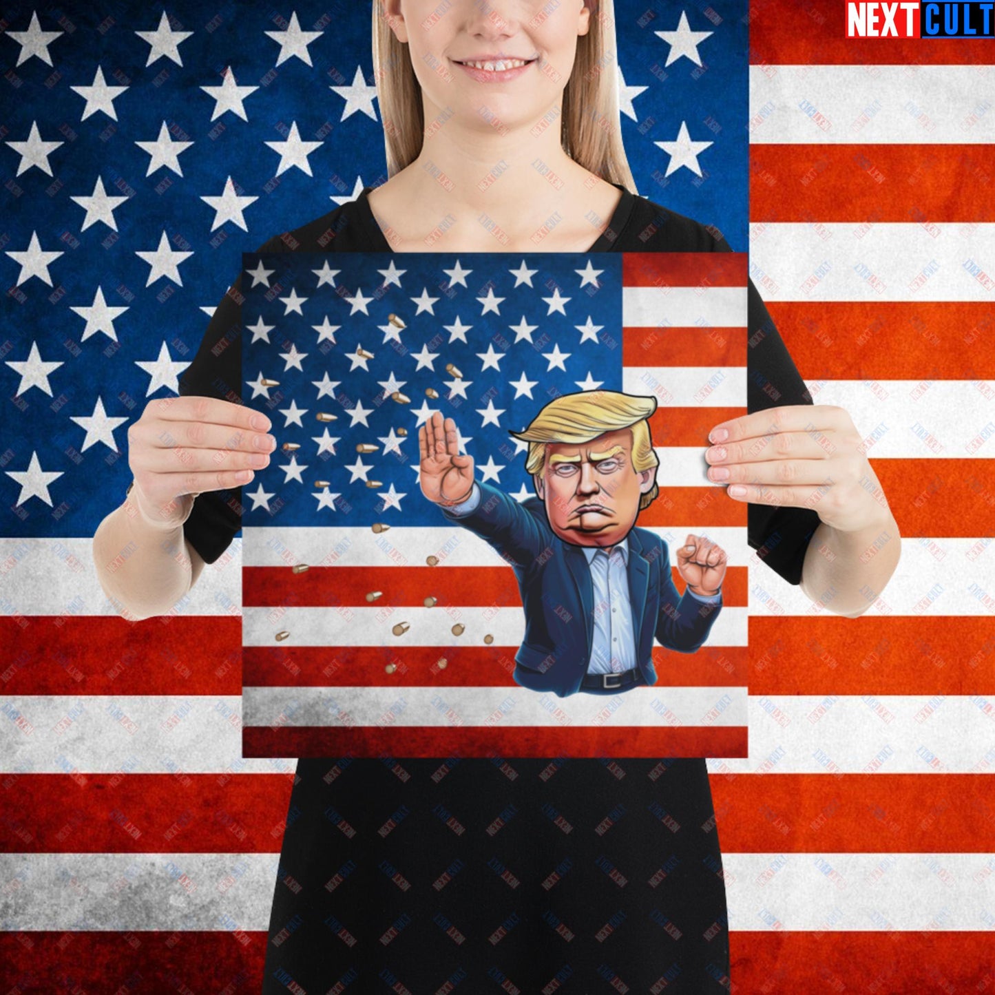 Donald Trump Shooting Assassination Attempt Funny Republican Politics Matrix Parody Poster 14″×14″ Posters Conspiracy Theories Donald Trump Politics Republicans Next Cult Brand