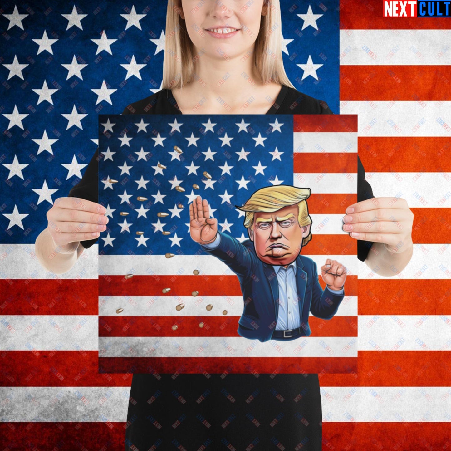 Donald Trump Shooting Assassination Attempt Funny Republican Politics Matrix Parody Poster 16″×16″ Posters Conspiracy Theories Donald Trump Politics Republicans Next Cult Brand