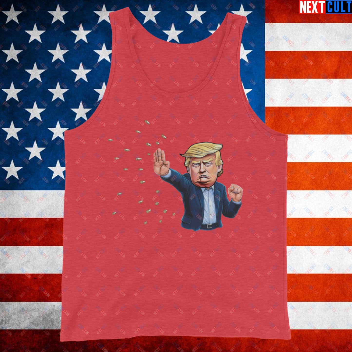 Donald Trump Shooting Assassination Attempt Funny Republican Politics Matrix Parody Tank Top Red Triblend Tank Tops Conspiracy Theories Donald Trump Politics Republicans Next Cult Brand