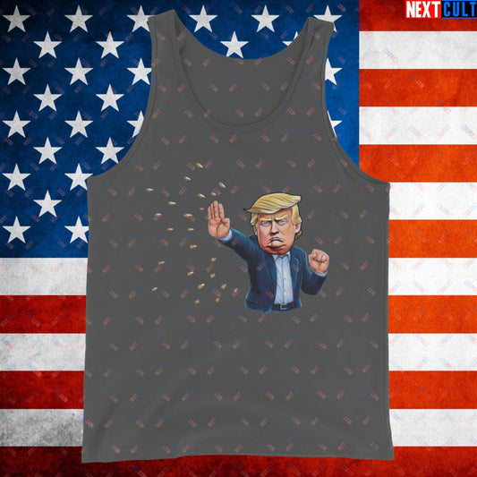 Donald Trump Shooting Assassination Attempt Funny Republican Politics Matrix Parody Tank Top Asphalt Tank Tops Conspiracy Theories Donald Trump Politics Republicans Next Cult Brand
