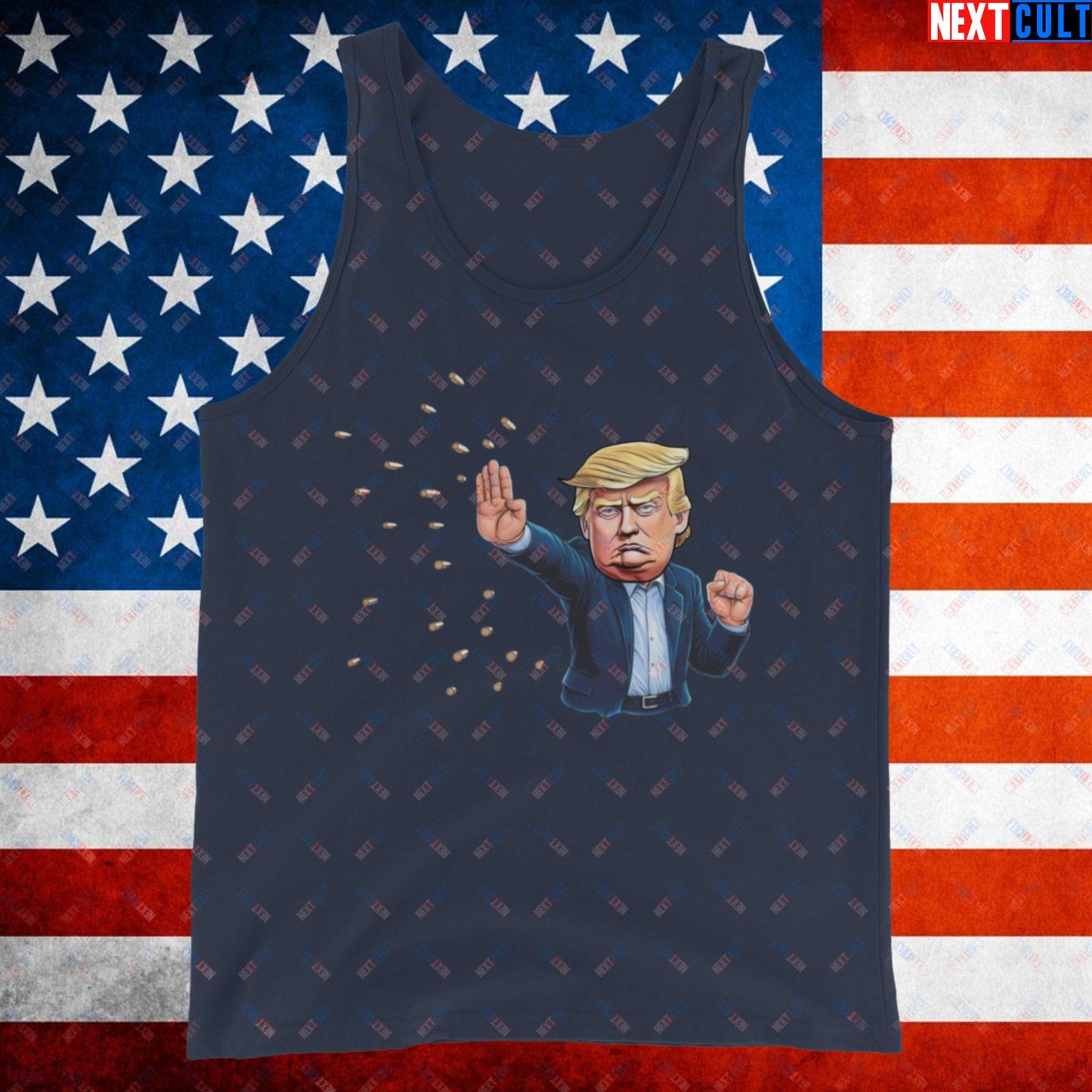 Donald Trump Shooting Assassination Attempt Funny Republican Politics Matrix Parody Tank Top Navy Tank Tops Conspiracy Theories Donald Trump Politics Republicans Next Cult Brand