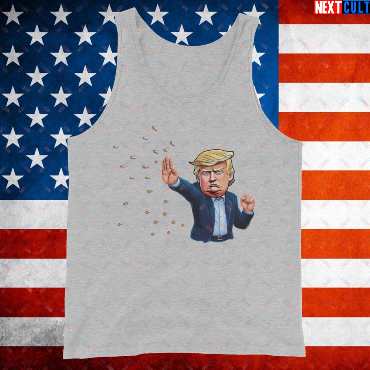 Donald Trump Shooting Assassination Attempt Funny Republican Politics Matrix Parody Tank Top Athletic Heather Tank Tops Conspiracy Theories Donald Trump Politics Republicans Next Cult Brand