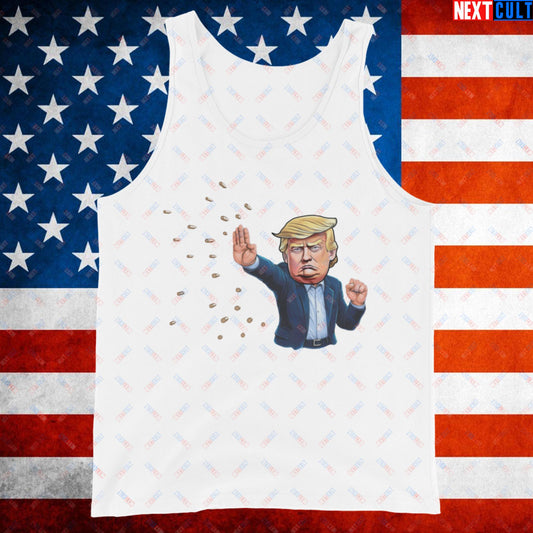 Donald Trump Shooting Assassination Attempt Funny Republican Politics Matrix Parody Tank Top White Tank Tops Conspiracy Theories Donald Trump Politics Republicans Next Cult Brand