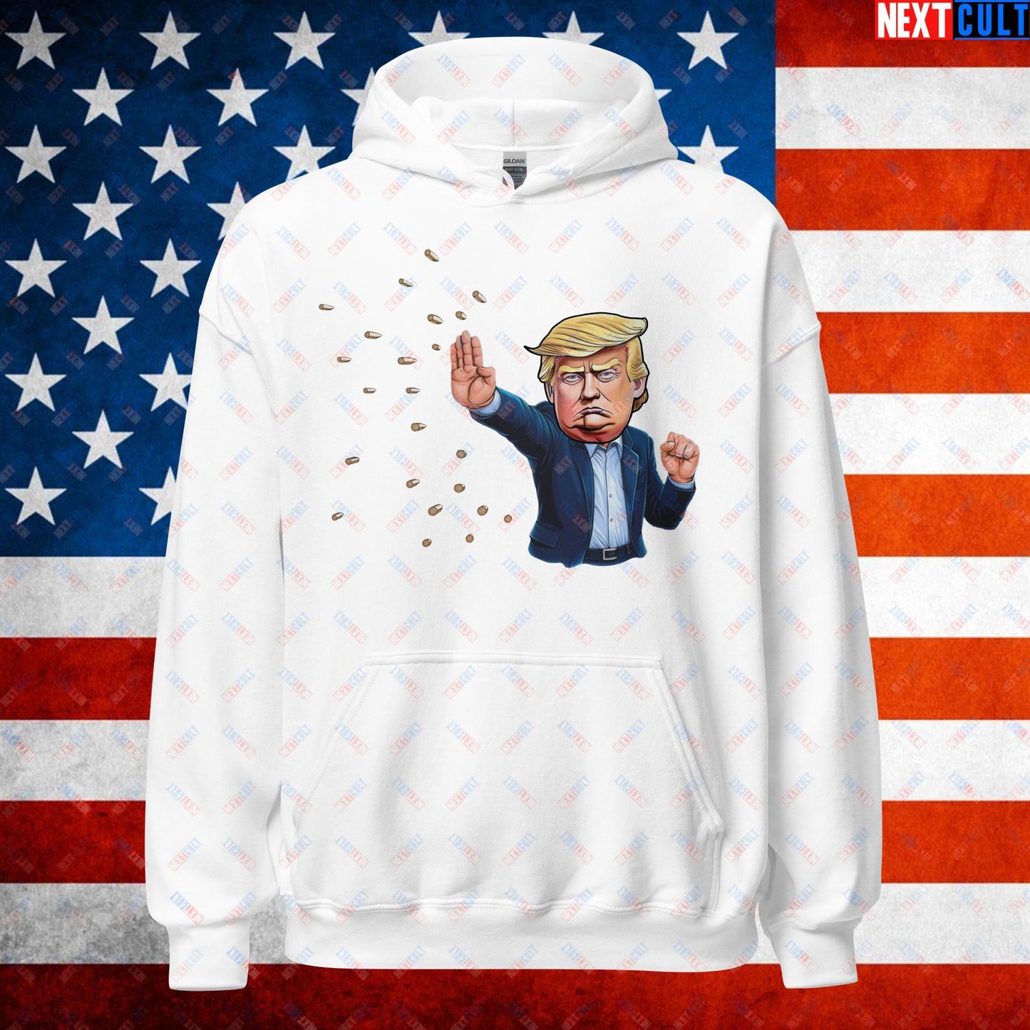Donald Trump Shooting Assassination Attempt Funny Republican Politics Matrix Parody Unisex Hoodie White Hoodies Conspiracy Theories Donald Trump Politics Republicans Next Cult Brand