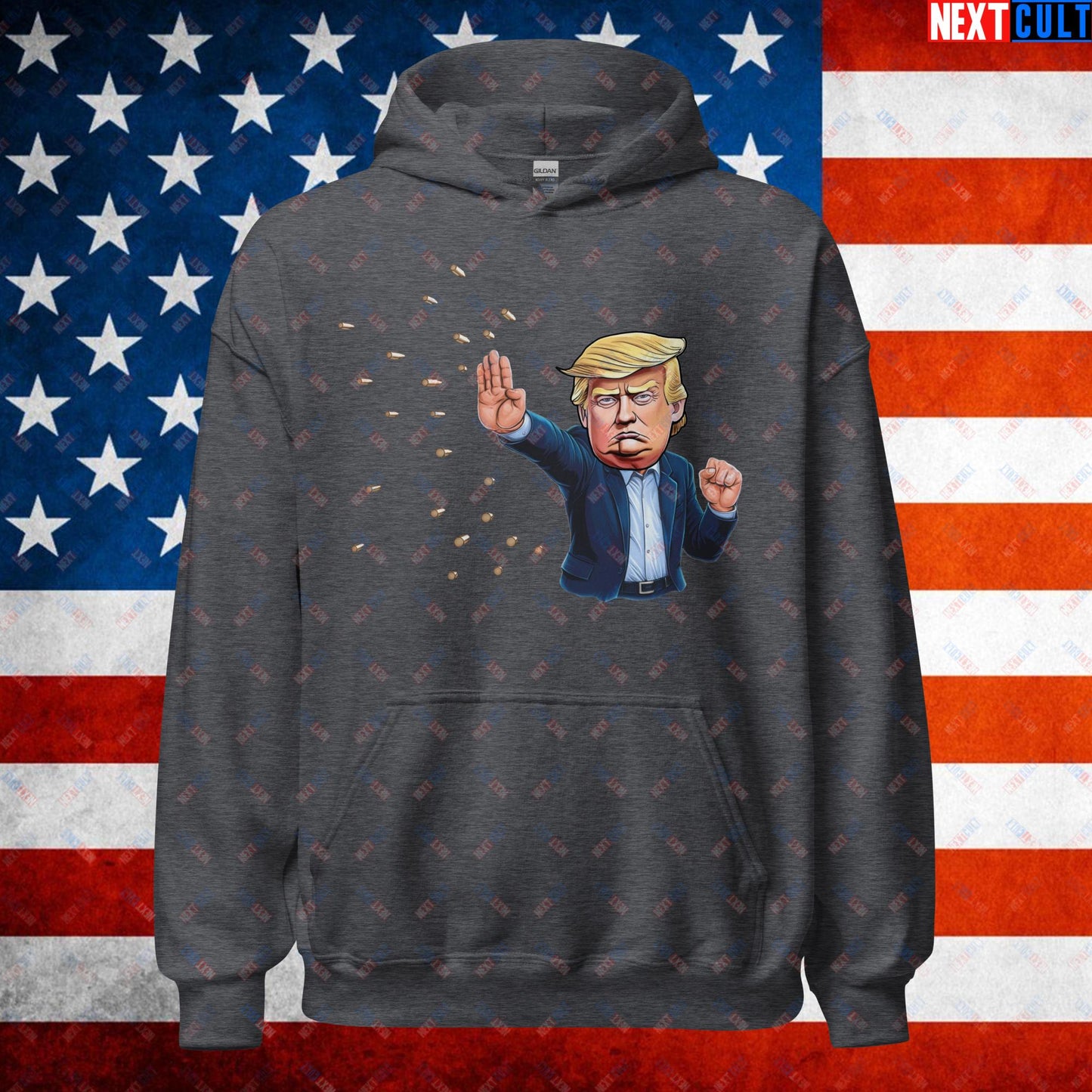 Donald Trump Shooting Assassination Attempt Funny Republican Politics Matrix Parody Unisex Hoodie Dark Heather Hoodies Conspiracy Theories Donald Trump Politics Republicans Next Cult Brand