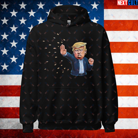Donald Trump Shooting Assassination Attempt Funny Republican Politics Matrix Parody Unisex Hoodie Black Hoodies Conspiracy Theories Donald Trump Politics Republicans Next Cult Brand
