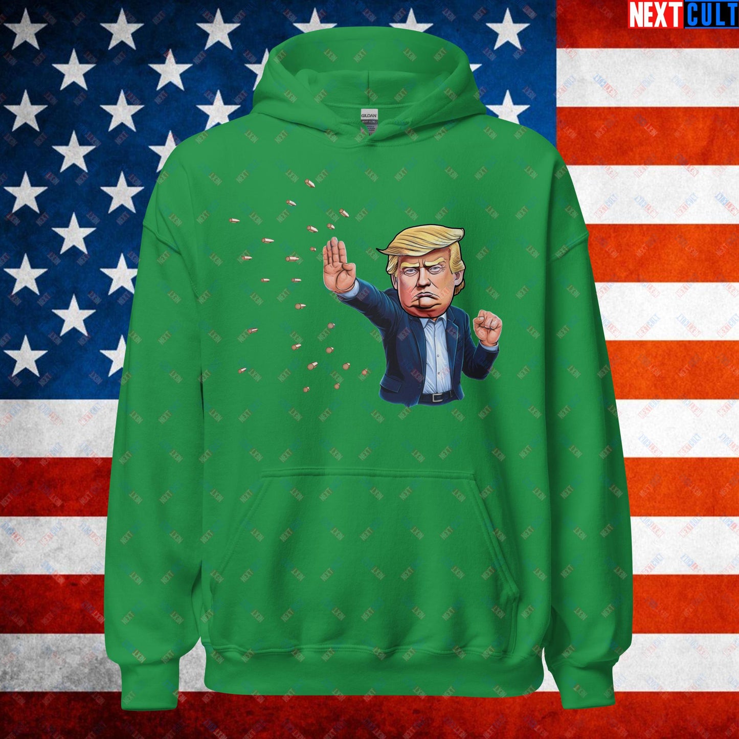 Donald Trump Shooting Assassination Attempt Funny Republican Politics Matrix Parody Unisex Hoodie Irish Green Hoodies Conspiracy Theories Donald Trump Politics Republicans Next Cult Brand