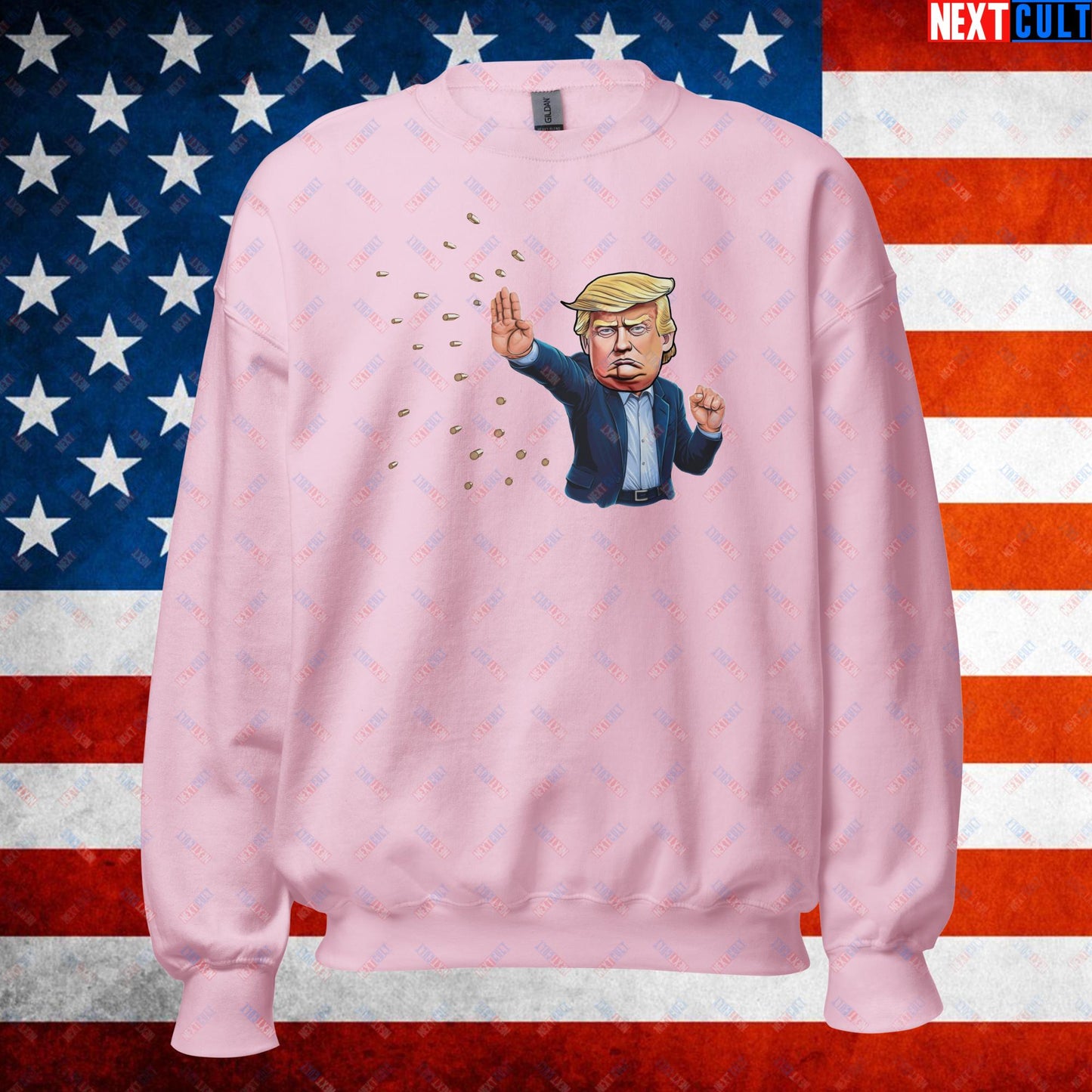 Donald Trump Shooting Assassination Attempt Funny Republican Politics Matrix Parody Unisex Sweatshirt Light Pink Sweatshirts Conspiracy Theories Donald Trump Politics Republicans Next Cult Brand