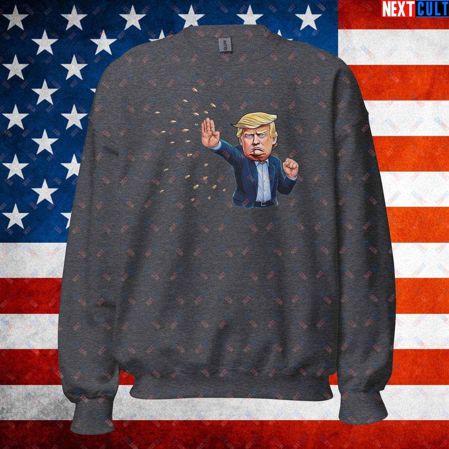Donald Trump Shooting Assassination Attempt Funny Republican Politics Matrix Parody Unisex Sweatshirt Dark Heather Sweatshirts Conspiracy Theories Donald Trump Politics Republicans Next Cult Brand
