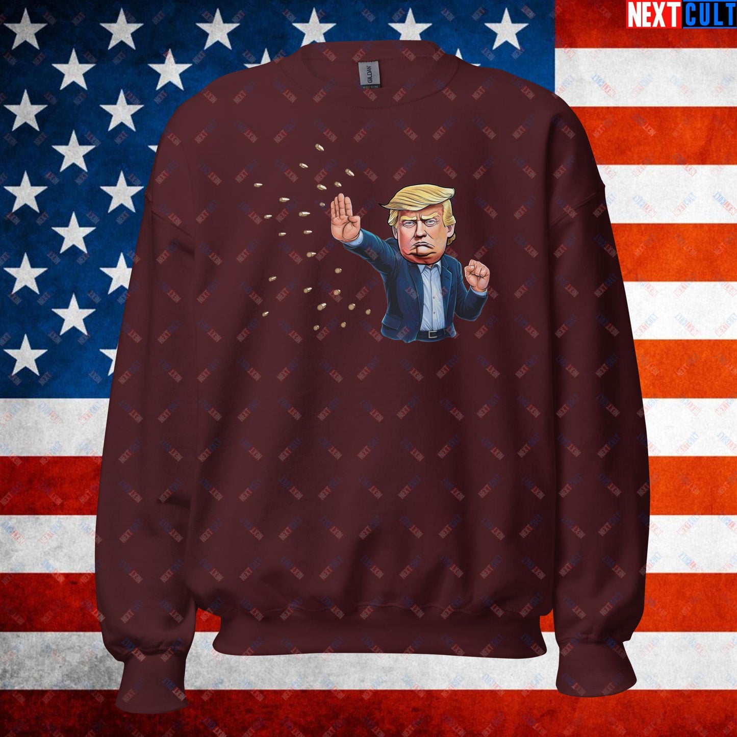 Donald Trump Shooting Assassination Attempt Funny Republican Politics Matrix Parody Unisex Sweatshirt Maroon Sweatshirts Conspiracy Theories Donald Trump Politics Republicans Next Cult Brand