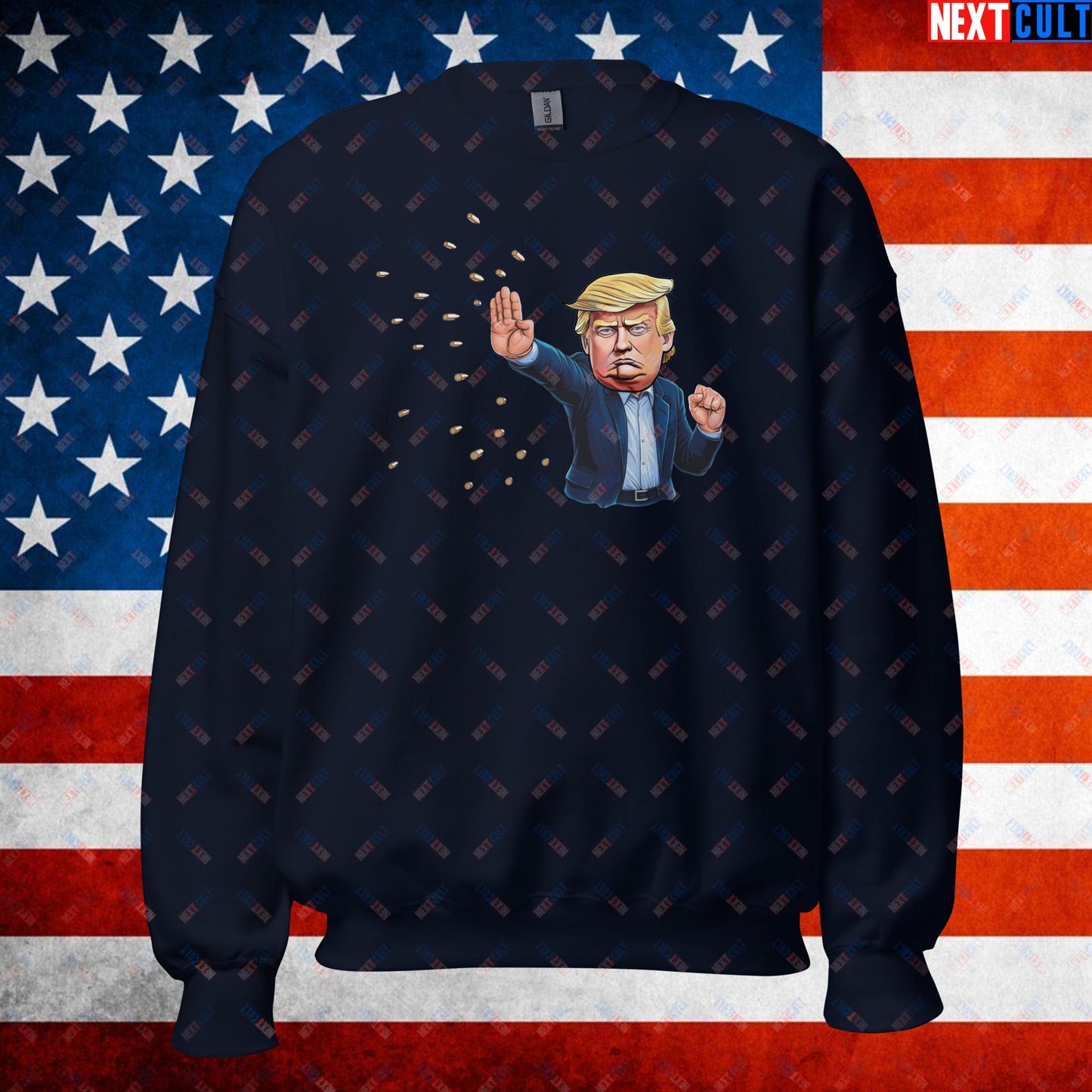 Donald Trump Shooting Assassination Attempt Funny Republican Politics Matrix Parody Unisex Sweatshirt Navy Sweatshirts Conspiracy Theories Donald Trump Politics Republicans Next Cult Brand